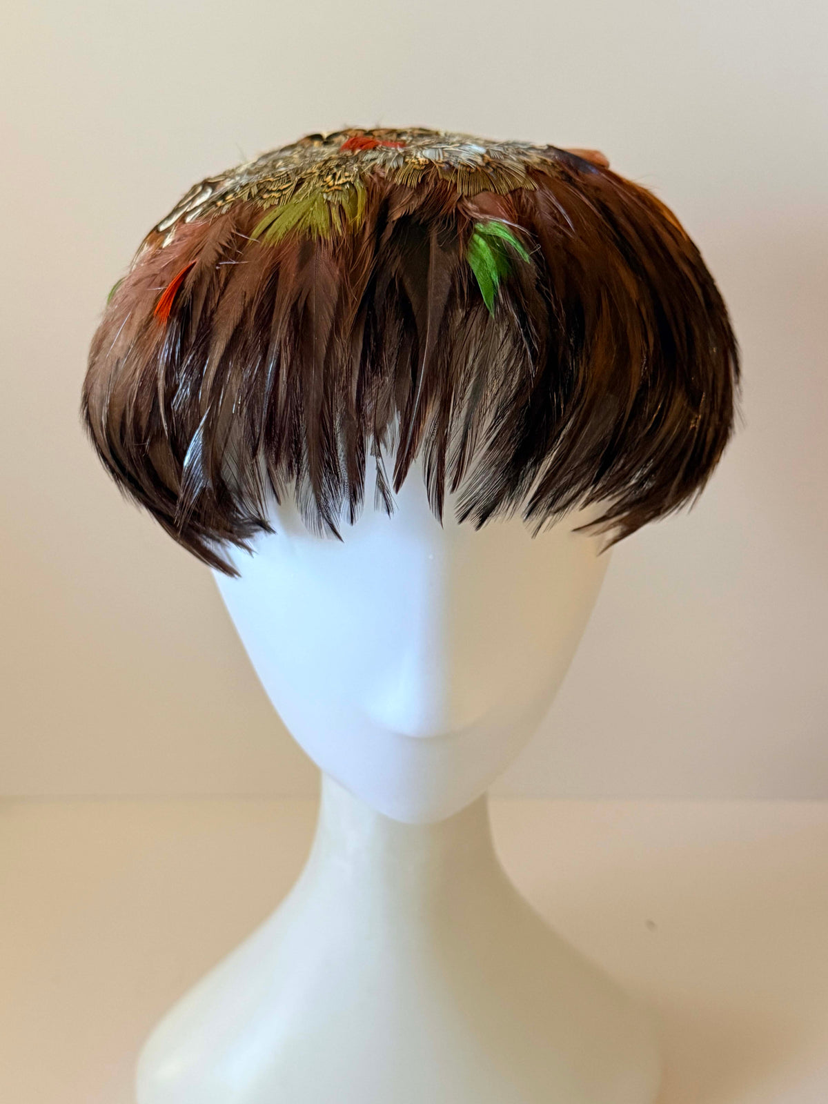 Vintage 1950s Fisk Chicago Feather Hat | Pheasant Feather Cocktail Hat Mid Century Millinery
