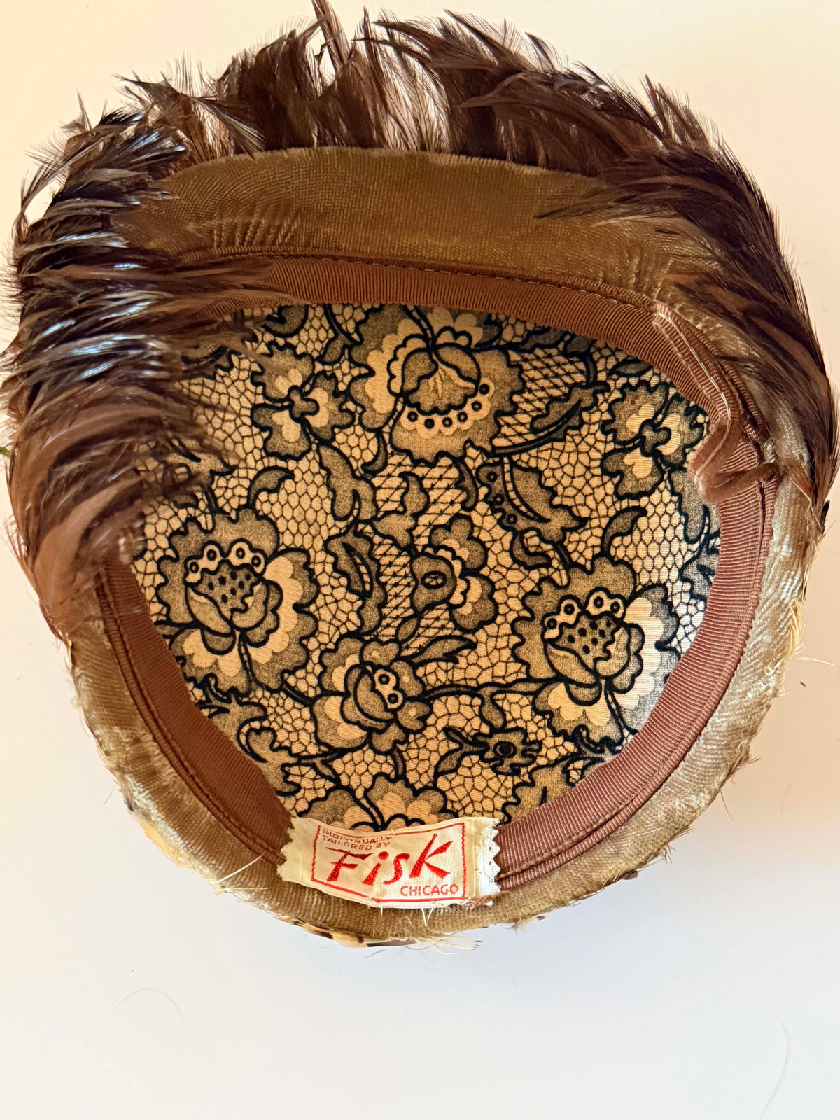 Vintage 1950s Fisk Chicago Feather Hat | Pheasant Feather Cocktail Hat Mid Century Millinery
