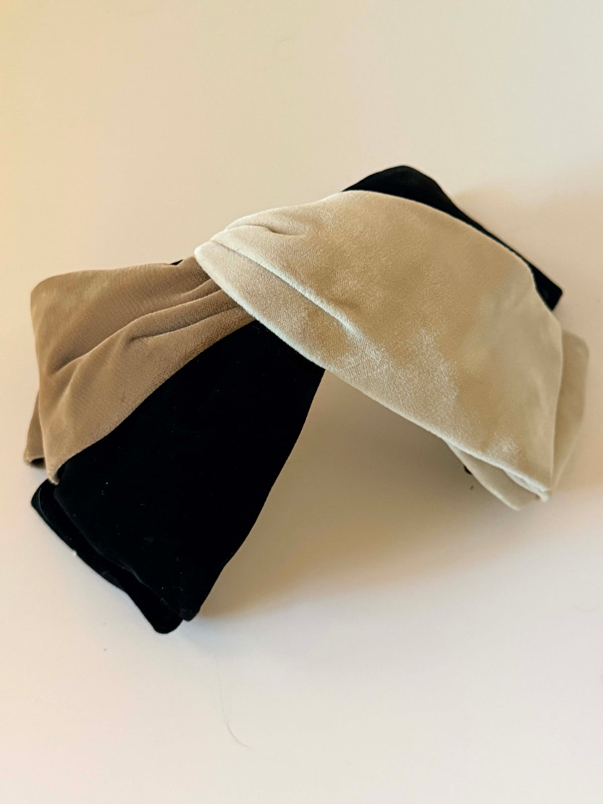 Vintage 1950s Amy New York Velvet Half Hat | Black Taupe Ivory Sculptural Cocktail Hat
