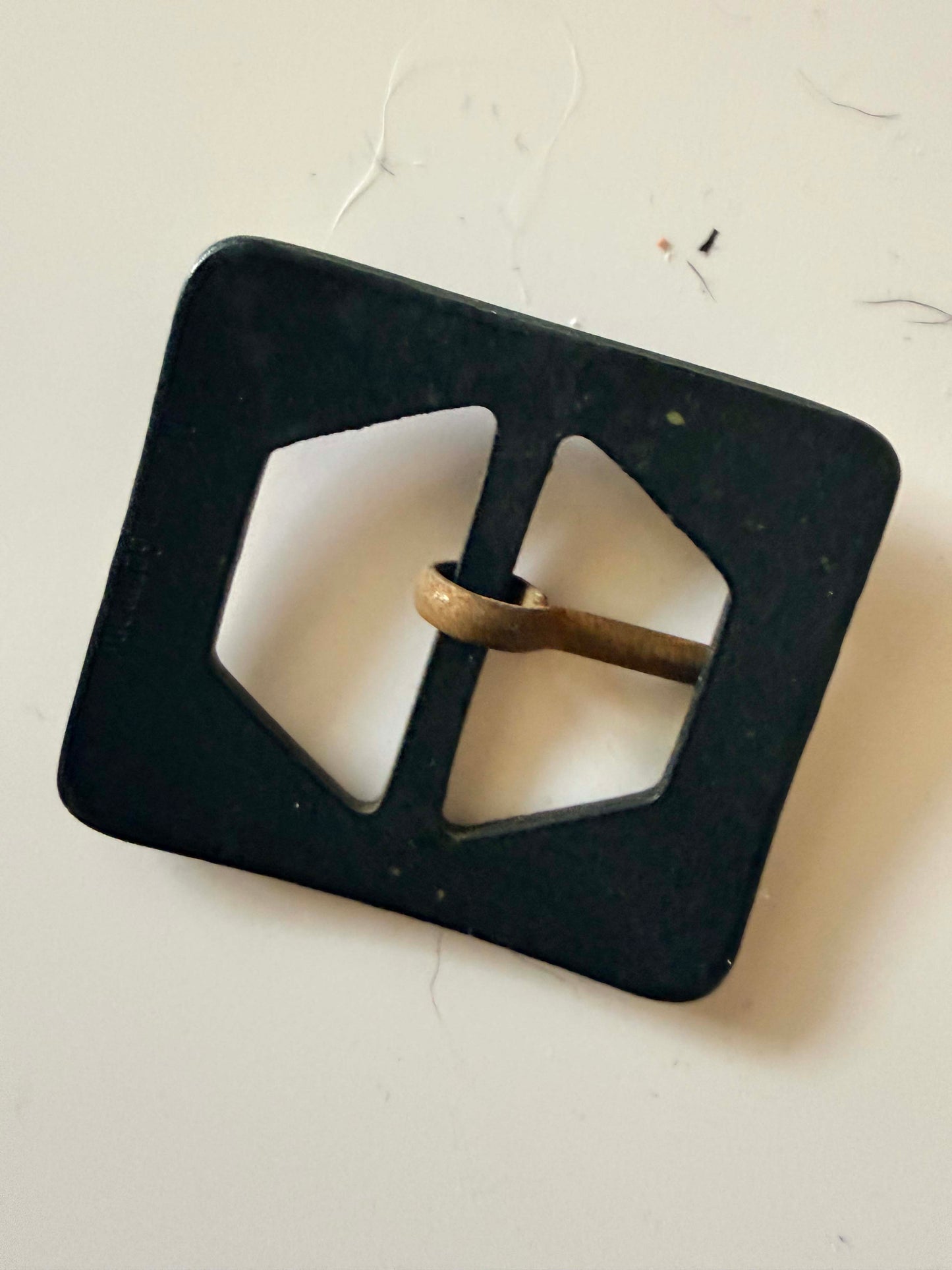 Vintage Art Deco Bakelite Belt Buckle – Yellow & Black Plaid Carved Buckle – 1930s Geometric Tortoise Style