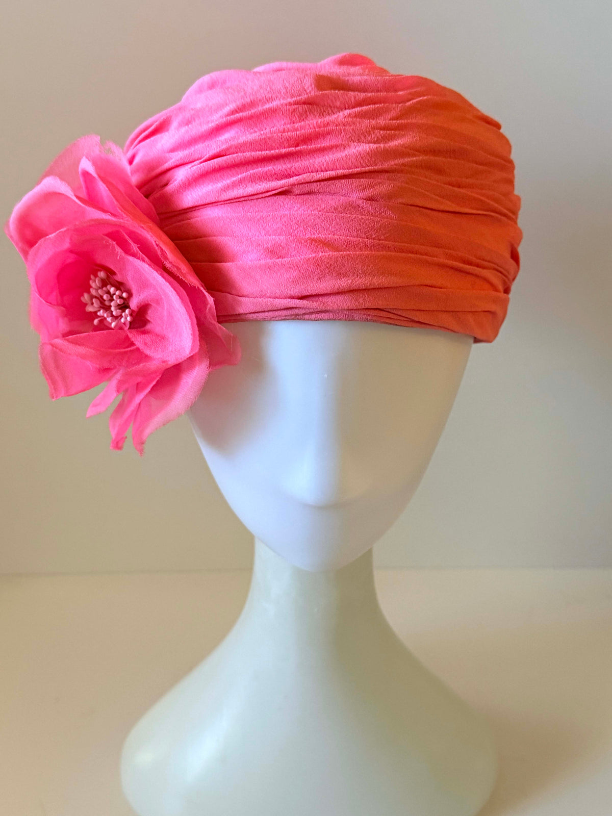 Vintage WM Silverman New York Hat | Pink Ruched Floral Cocktail Hat | 1960s Designer Millinery