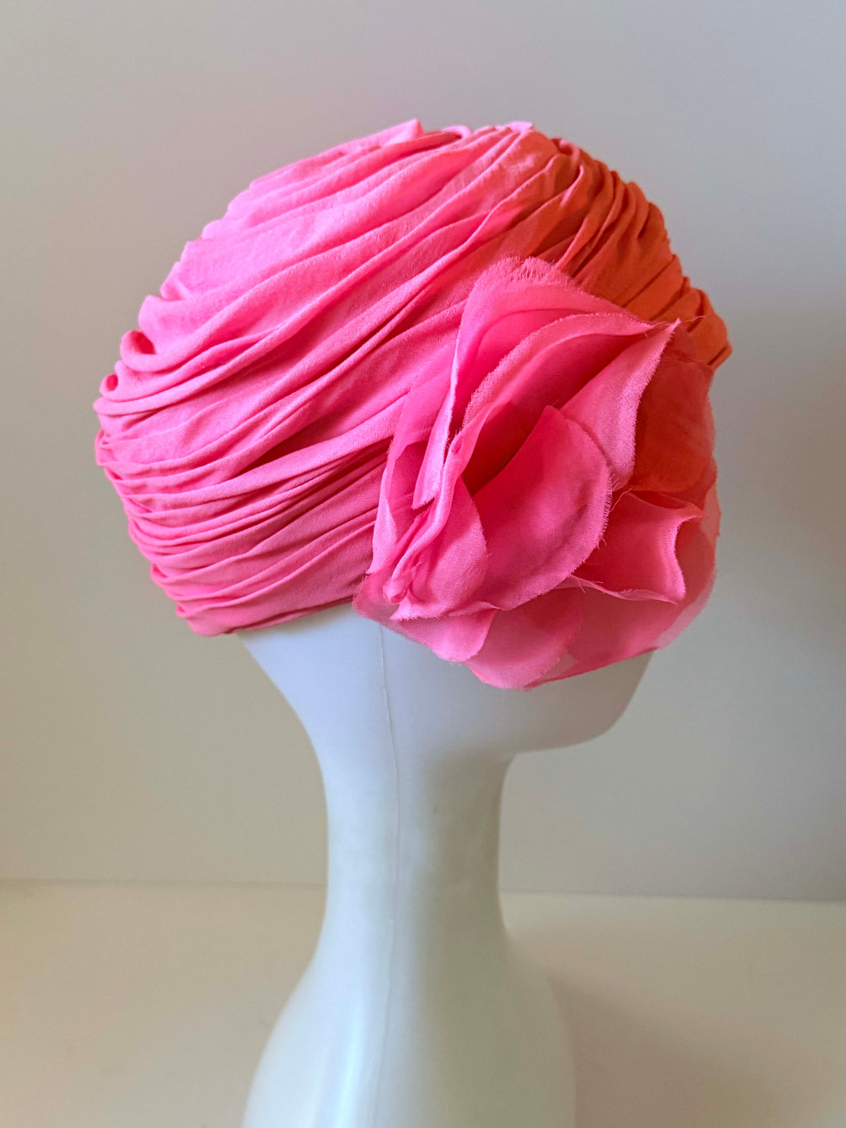 Vintage WM Silverman New York Hat | Pink Ruched Floral Cocktail Hat | 1960s Designer Millinery