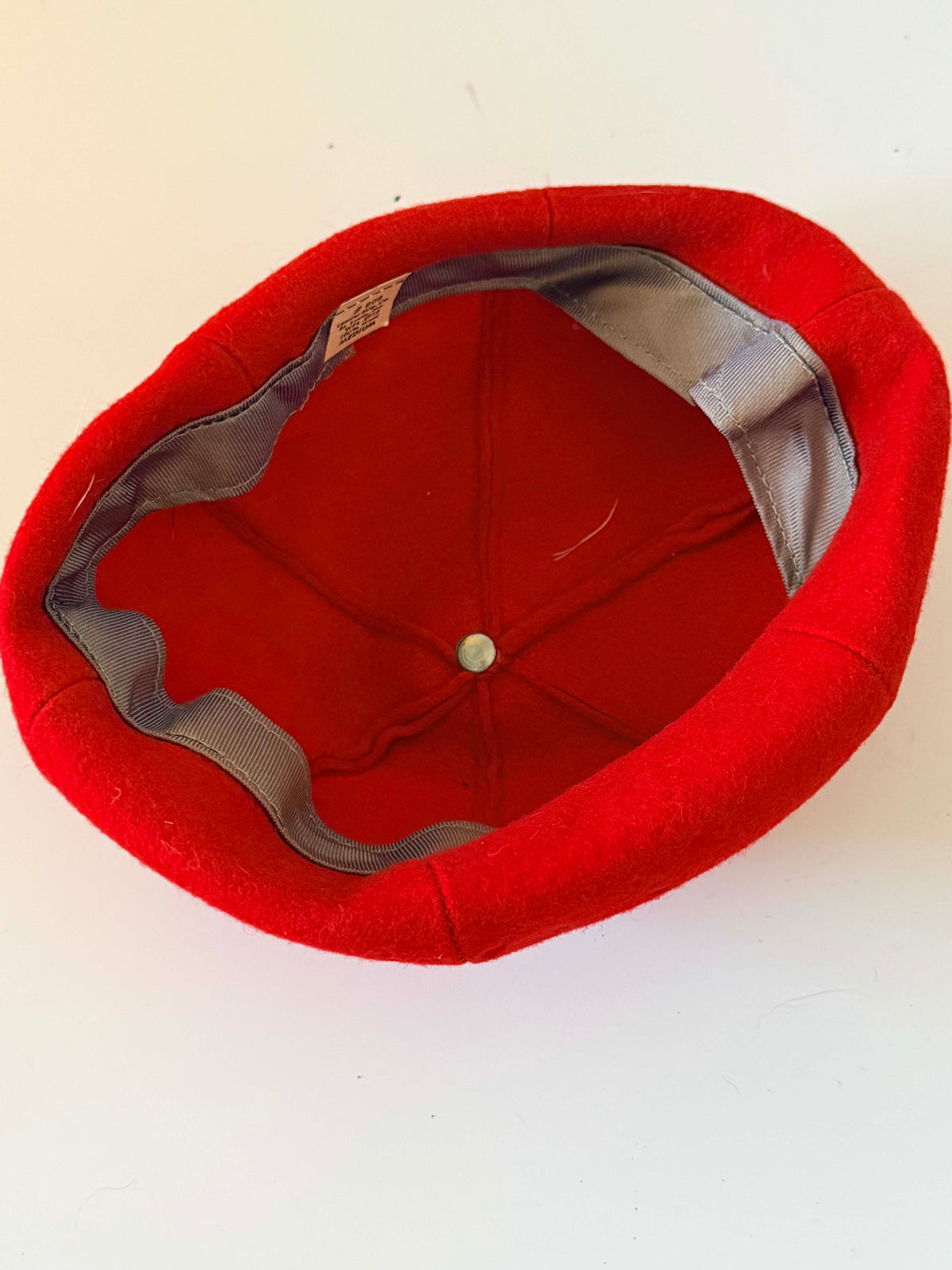 Vintage 1960s Red Wool Beret Hat | Paneled Mod Hat with Covered Button | Mid Century Women's Hat