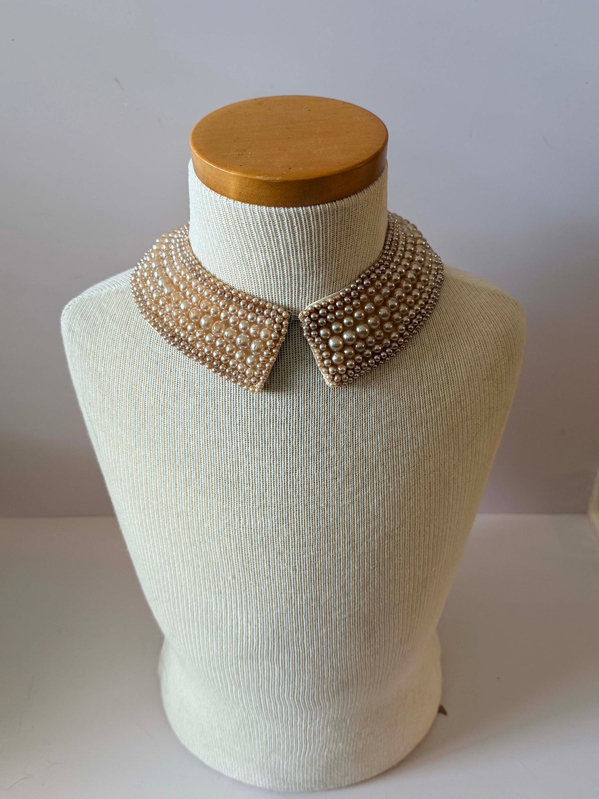 Vintage Glentex Pearl Collar Made in Japan 1950s 1960s Detachable Beaded Peter Pan Collar Ivory Champagne Bridal Accessory