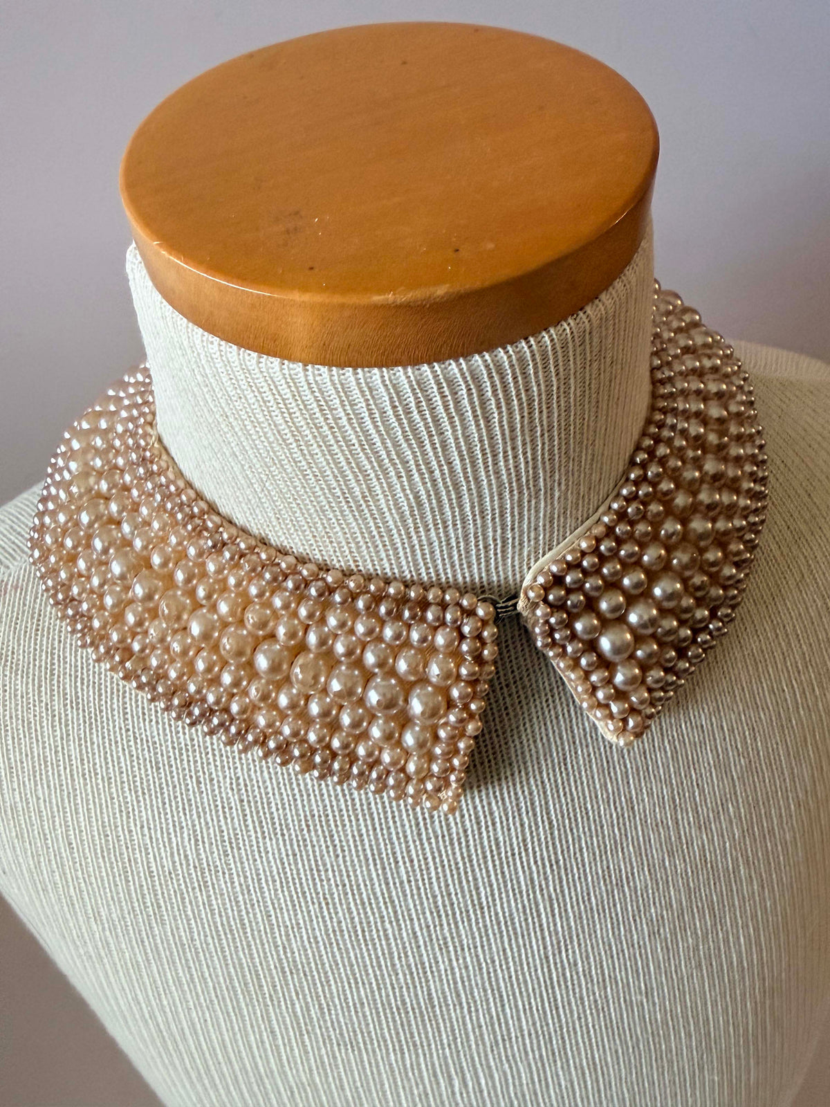 Vintage Glentex Pearl Collar Made in Japan 1950s 1960s Detachable Beaded Peter Pan Collar Ivory Champagne Bridal Accessory