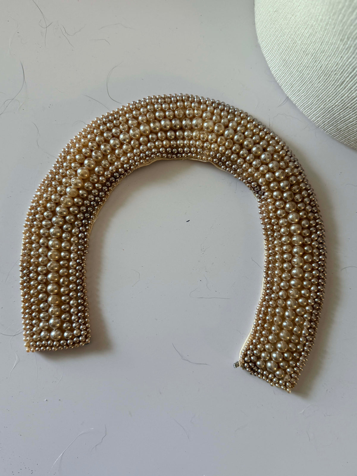 Vintage Glentex Pearl Collar Made in Japan 1950s 1960s Detachable Beaded Peter Pan Collar Ivory Champagne Bridal Accessory