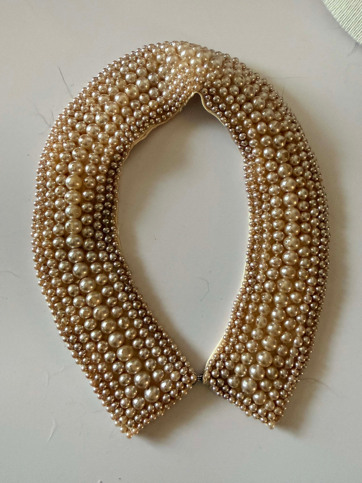 Vintage Glentex Pearl Collar Made in Japan 1950s 1960s Detachable Beaded Peter Pan Collar Ivory Champagne Bridal Accessory