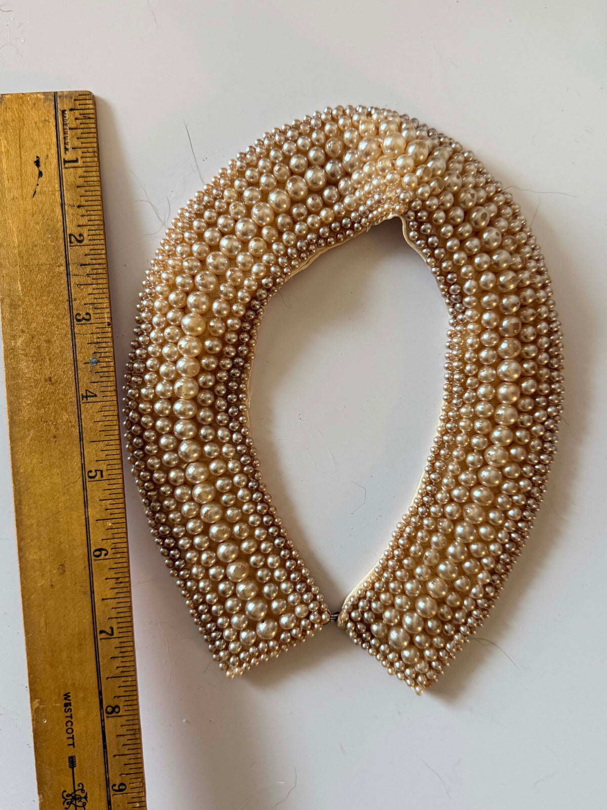 Vintage Glentex Pearl Collar Made in Japan 1950s 1960s Detachable Beaded Peter Pan Collar Ivory Champagne Bridal Accessory