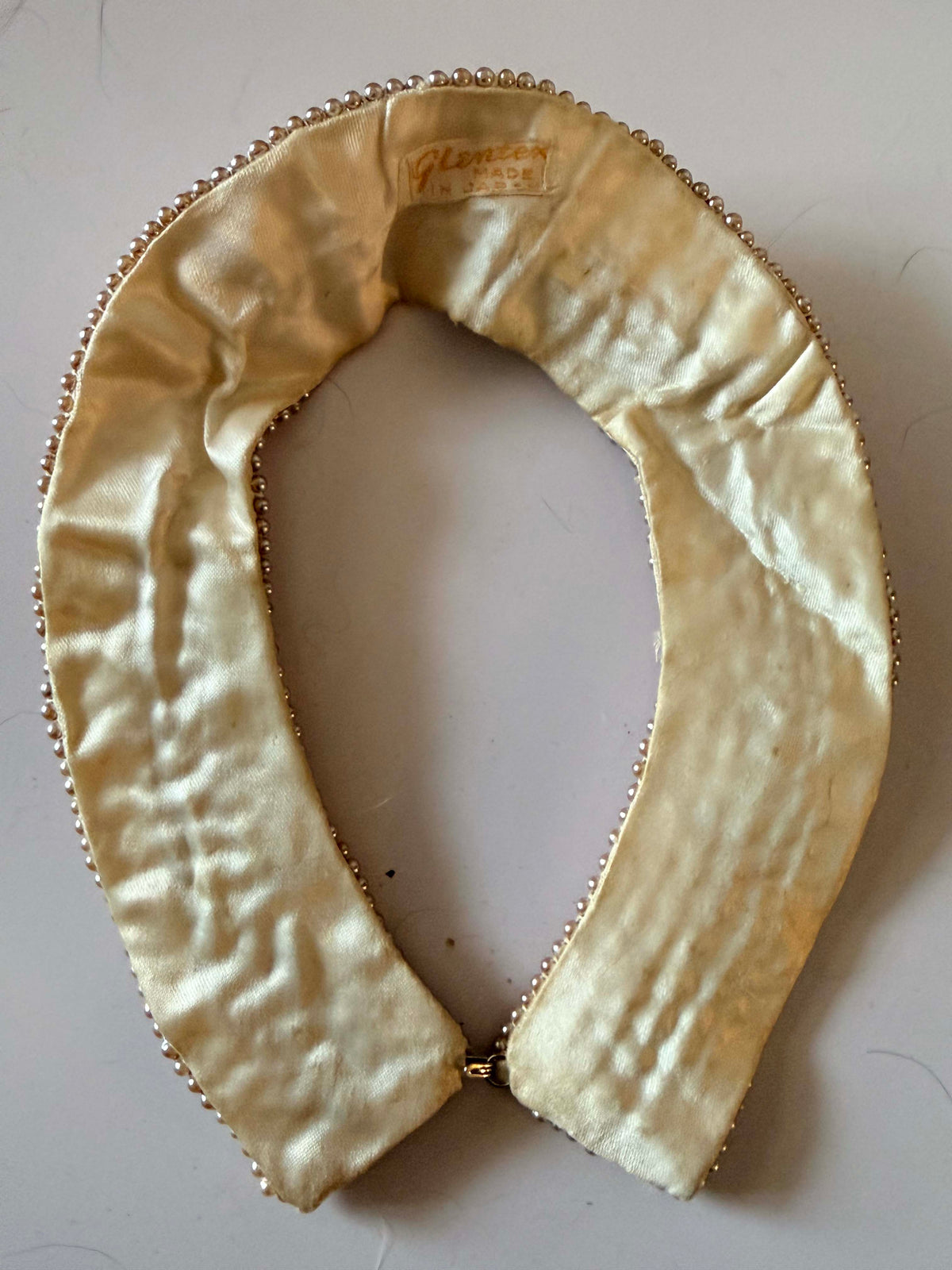Vintage Glentex Pearl Collar Made in Japan 1950s 1960s Detachable Beaded Peter Pan Collar Ivory Champagne Bridal Accessory