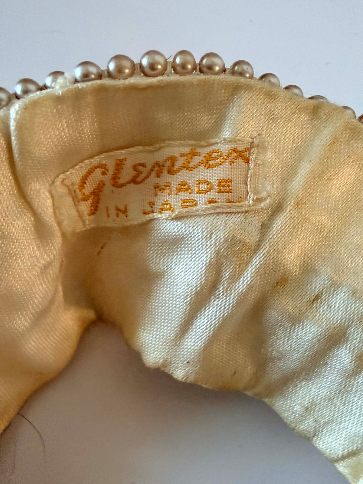 Vintage Glentex Pearl Collar Made in Japan 1950s 1960s Detachable Beaded Peter Pan Collar Ivory Champagne Bridal Accessory