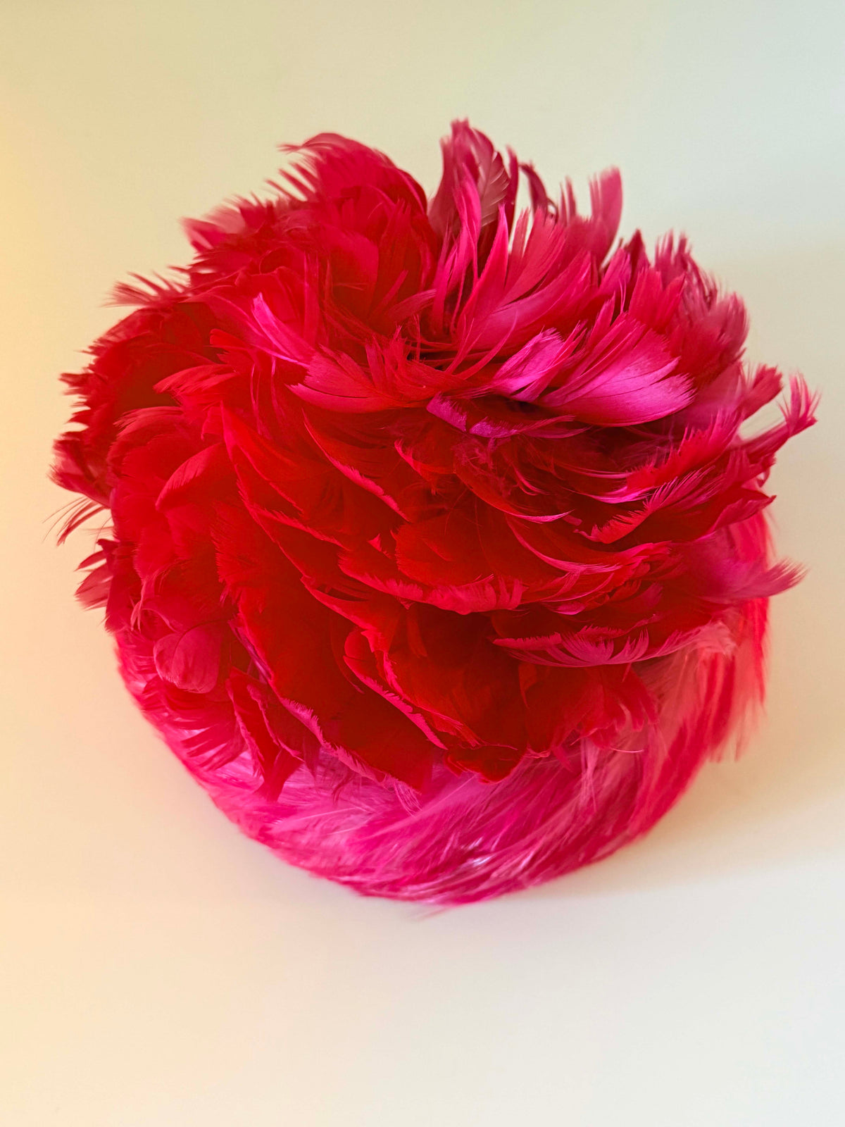 Vintage 1950s Hot Pink Feather Turban Hat Fuchsia Statement Cocktail Hat Mid Century Women's Millinery