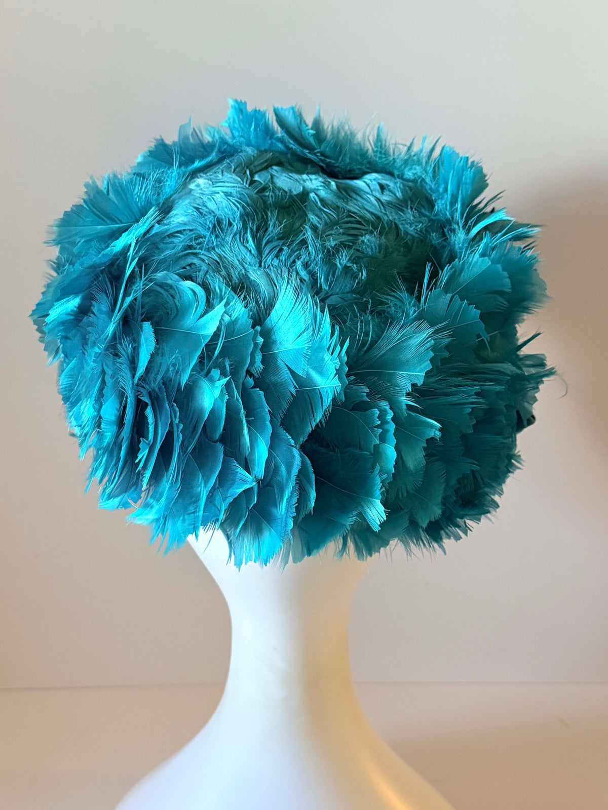 Vintage 1960s Turquoise Feather Cloche Hat | Bright Blue Feather Cocktail Hat | Mid Century Women's Millinery