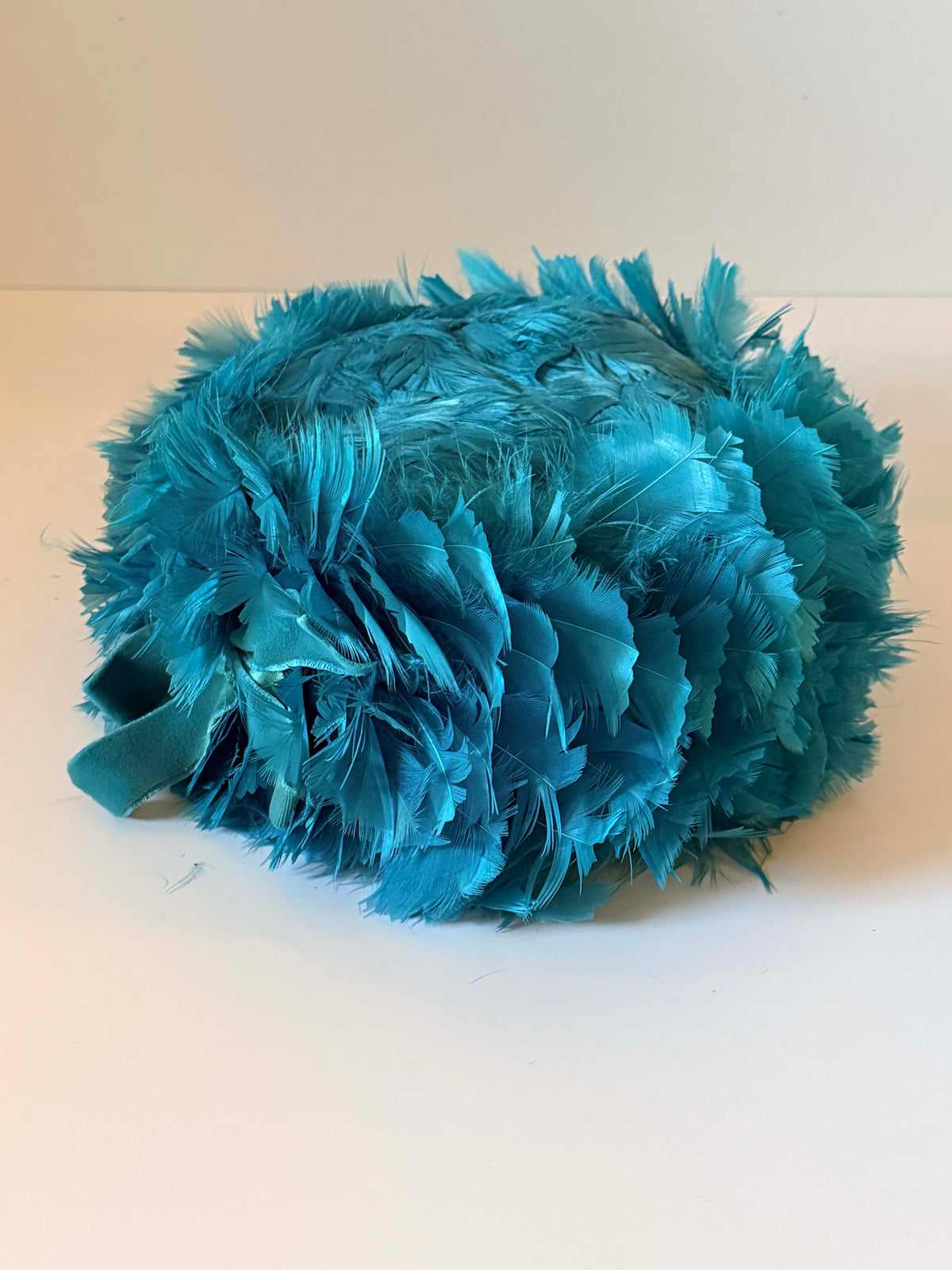 Vintage 1960s Turquoise Feather Cloche Hat | Bright Blue Feather Cocktail Hat | Mid Century Women's Millinery