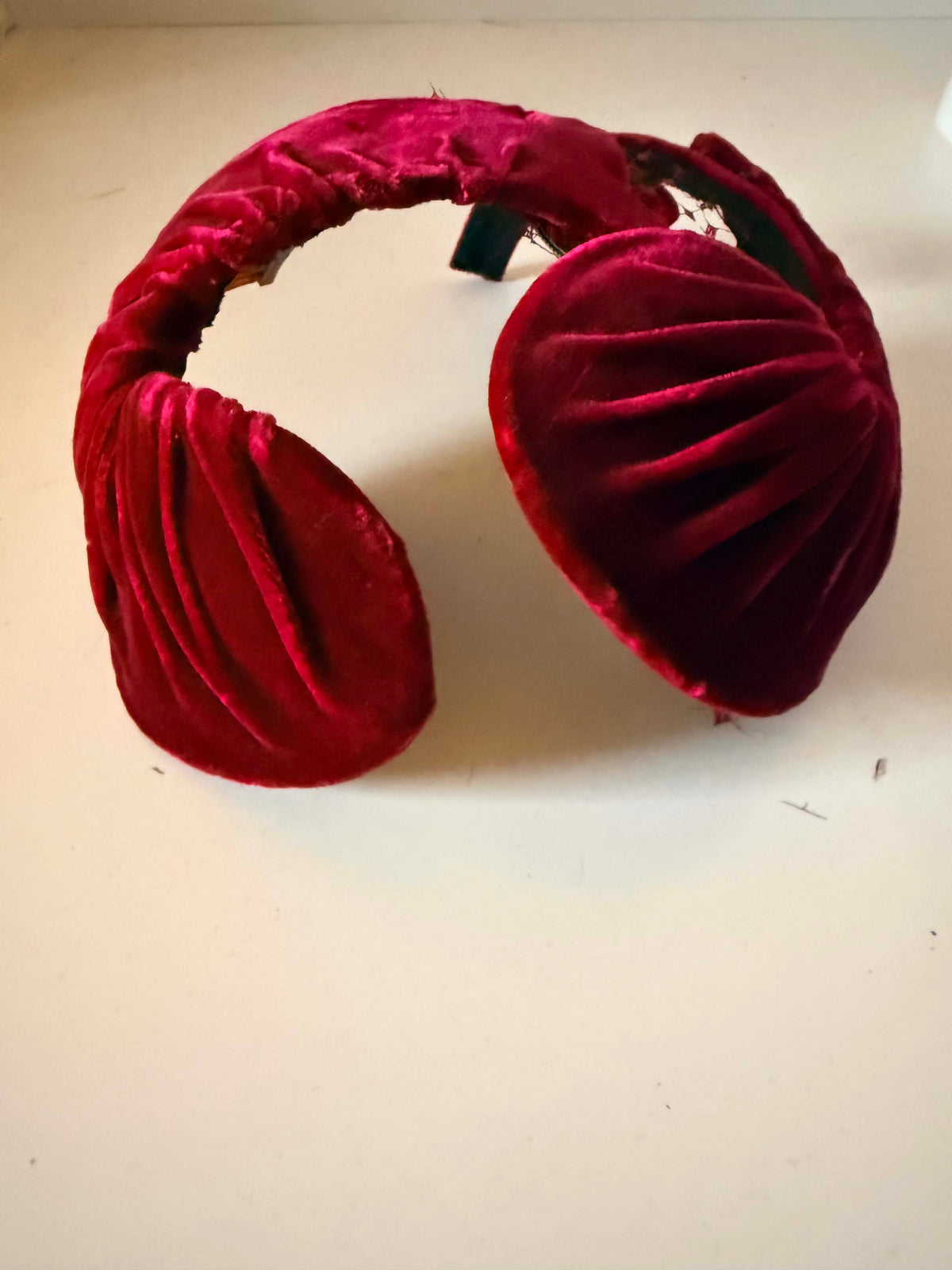 Vintage 1940s Walters Burgundy Velvet Holiday Hat Open Crown Sculptural Half Hat Fascinator