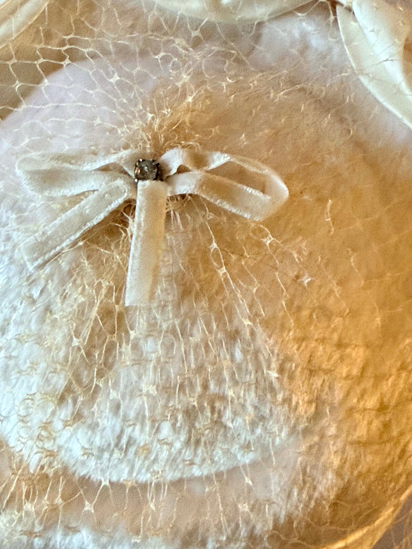 Vintage 1950s Ivory Satin Rose Pillbox Hat Veiled Bridal Hat Romantic Floral Headpiece Mid Century Wedding Hat Juliet Cap Style