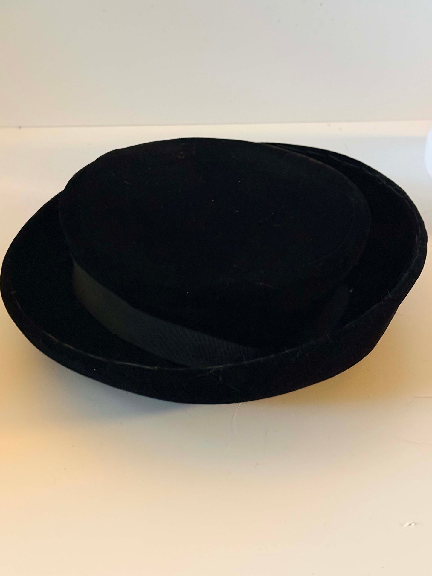 Vintage Black Velvet Hat Style Felt Hat Lillie James Minimalist Millinery 1950s Inspired