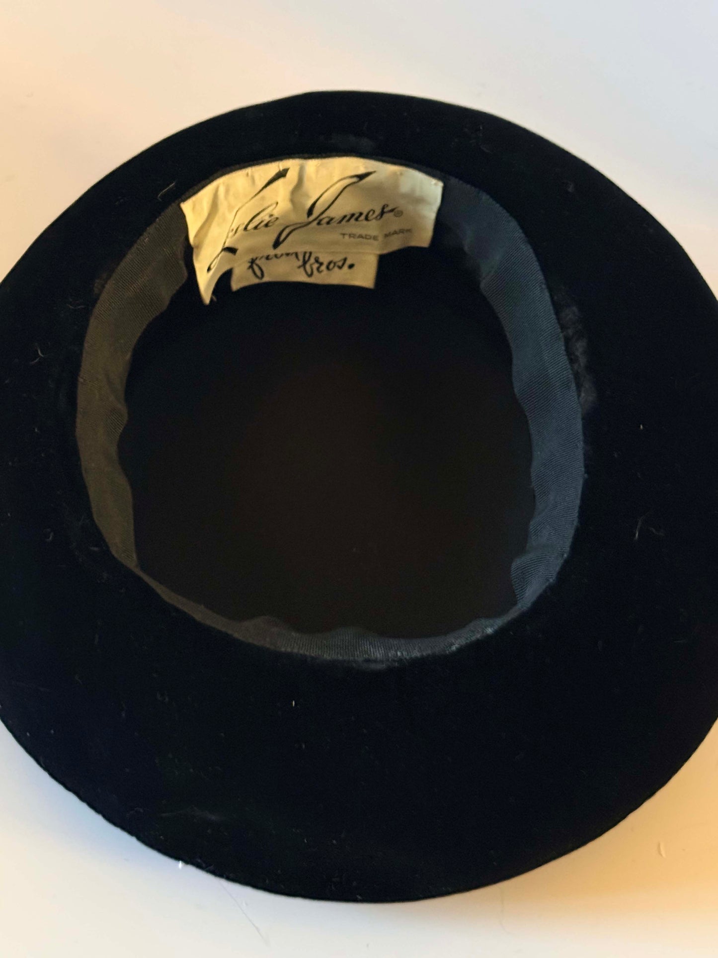 Vintage Black Velvet Hat Style Felt Hat Lillie James Minimalist Millinery 1950s Inspired