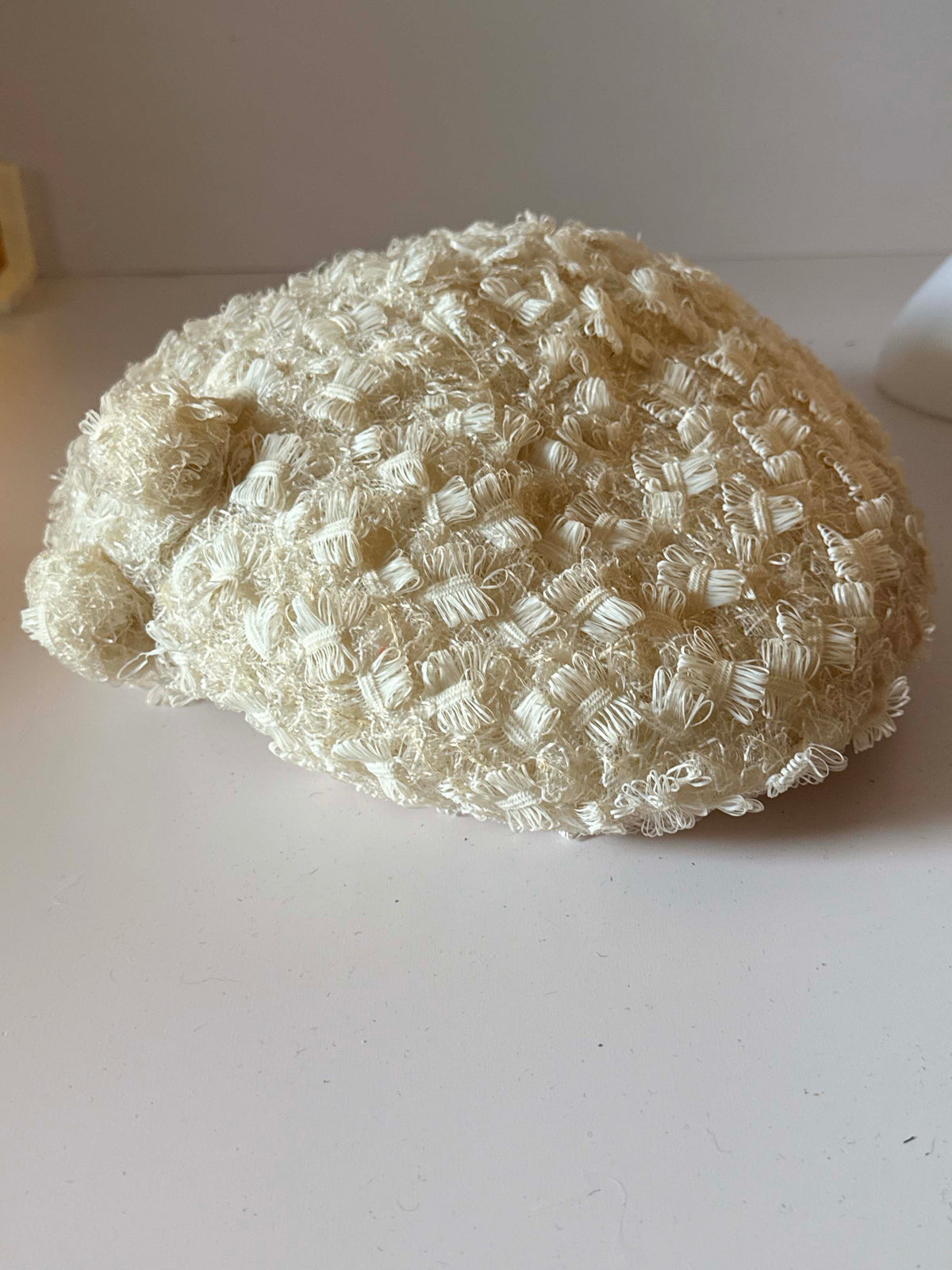 Vintage 1950s Sara Sue Ivory Cream Textured Brimmed Hat McLellan Richards Mod Wedding Hat
