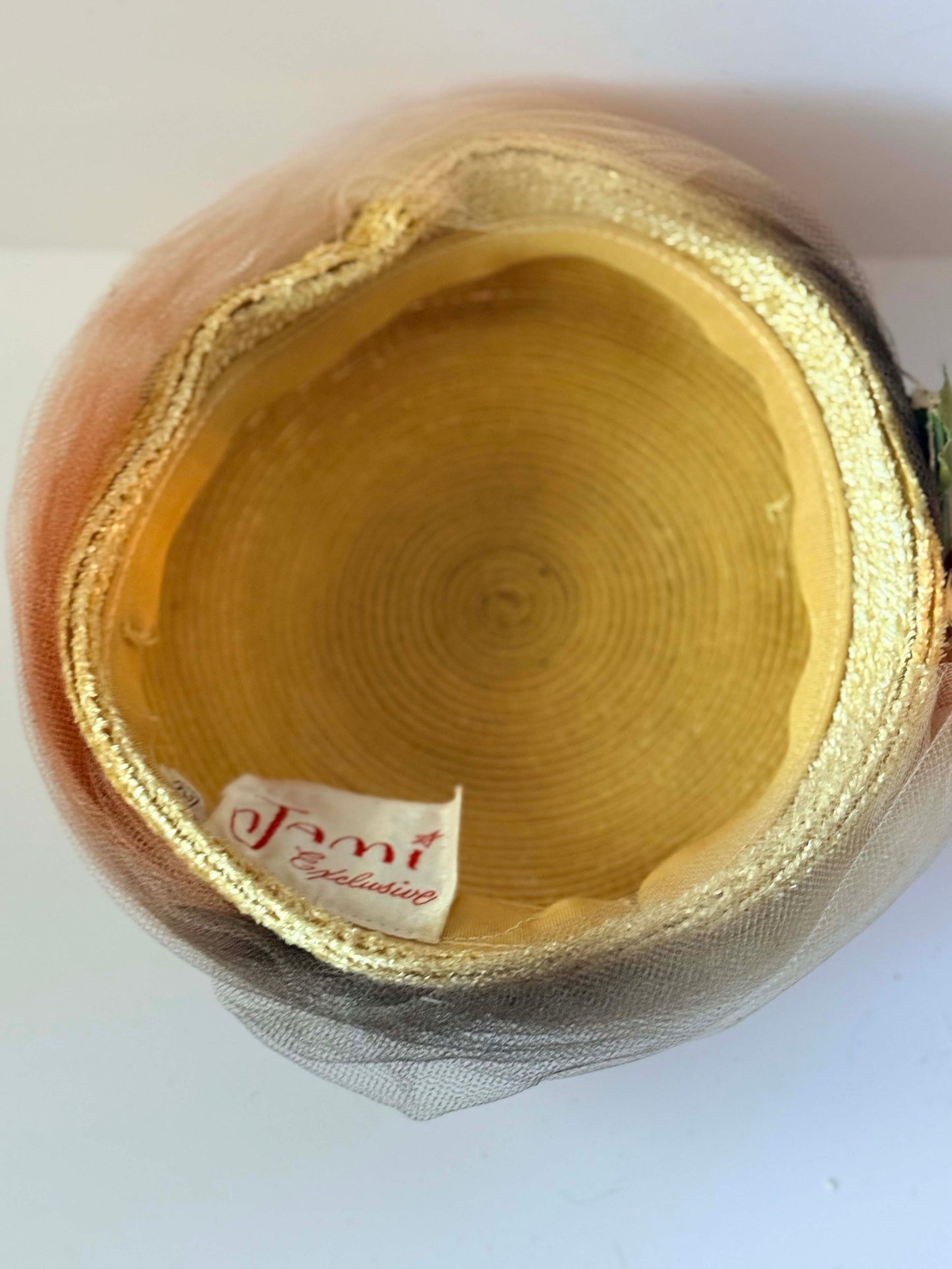 1950s Gold Lurex Pillbox Hat | Floral Jami Exclusive Hat | Vintage Metallic Straw Fascinator | Romantic Mid Century Millinery