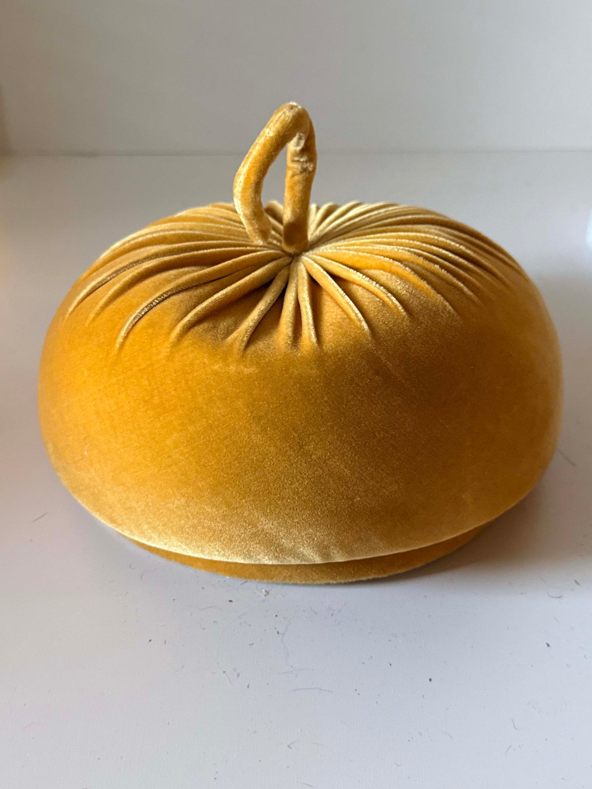 Vintage 1960s Miss Alice Velvet Turban Hat | Golden Mustard Yellow Sculptural Pillbox | Montaldo's Designer Millinery