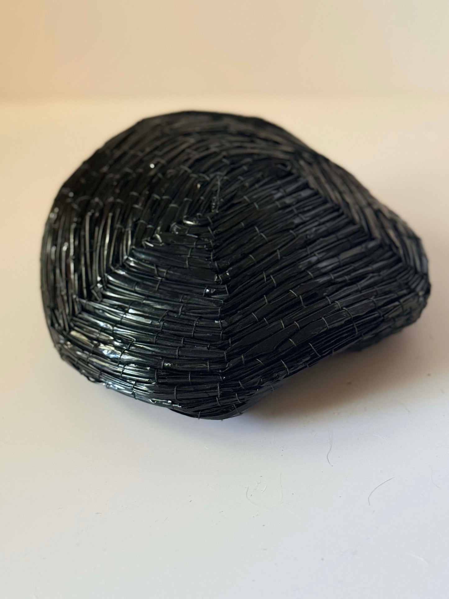 1950s Saks Fifth Avenue Black Woven Raffia Hat | Sculptural Avant Garde Cocktail Hat | Architectural Mid Century Millinery