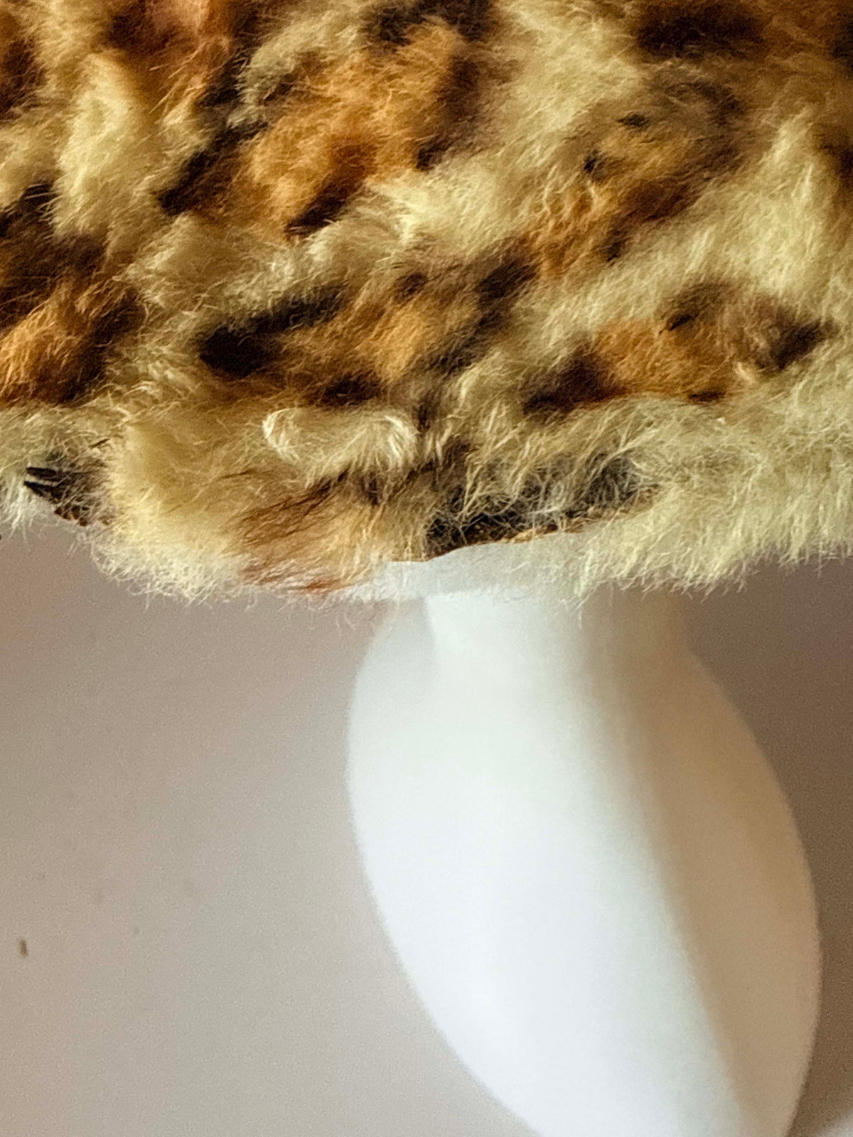 Vintage 1950s Leopard Print Faux Fur Hat | Wide Brimmed Picture Hat | Rockabilly Animal Print Millinery | Retro Winter Fashion