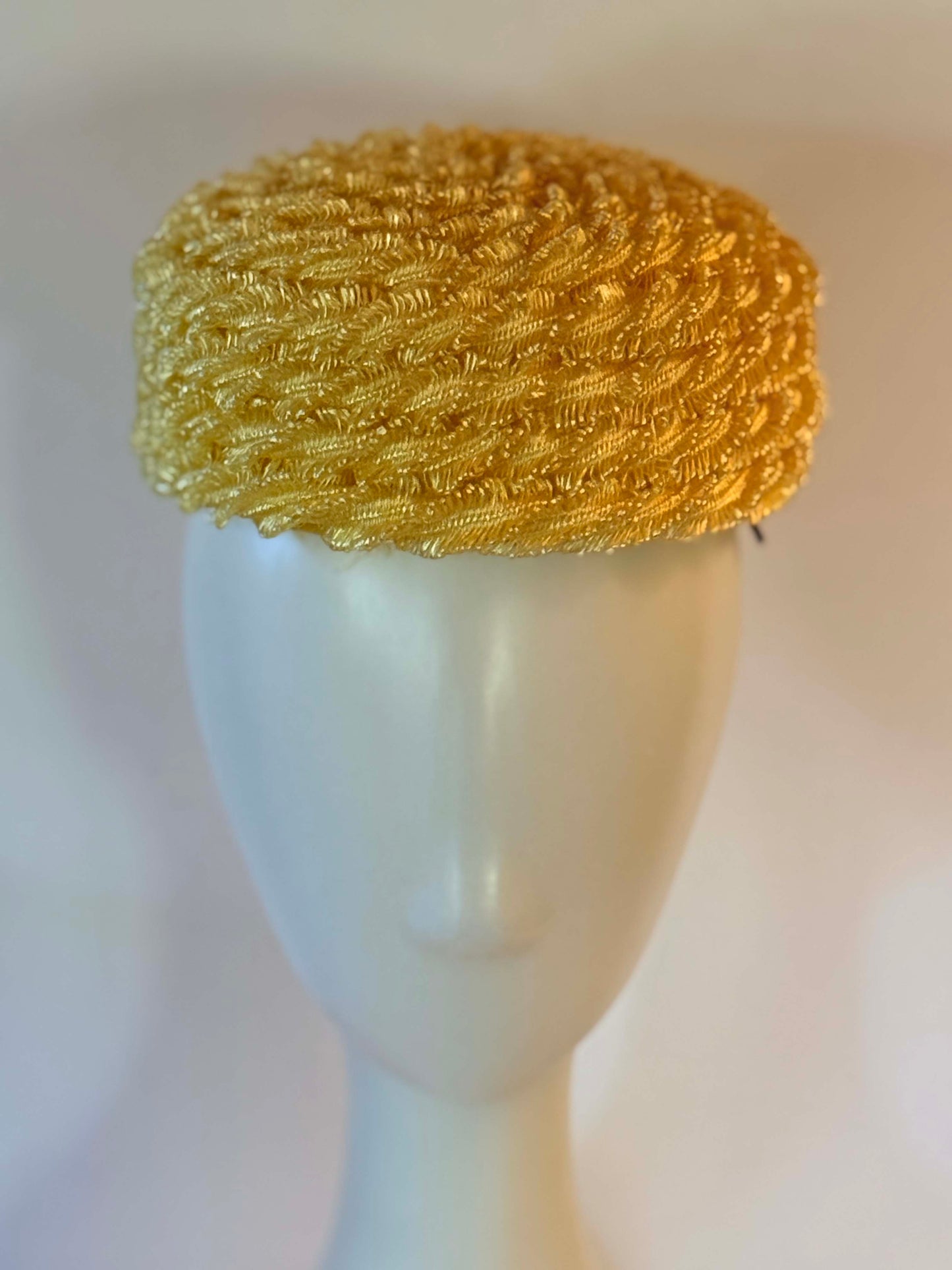 Vintage Yellow Play Topper Pillbox Hat | 1960s Textured Mod Fascinator | Retro Sunshine Cocktail Hat