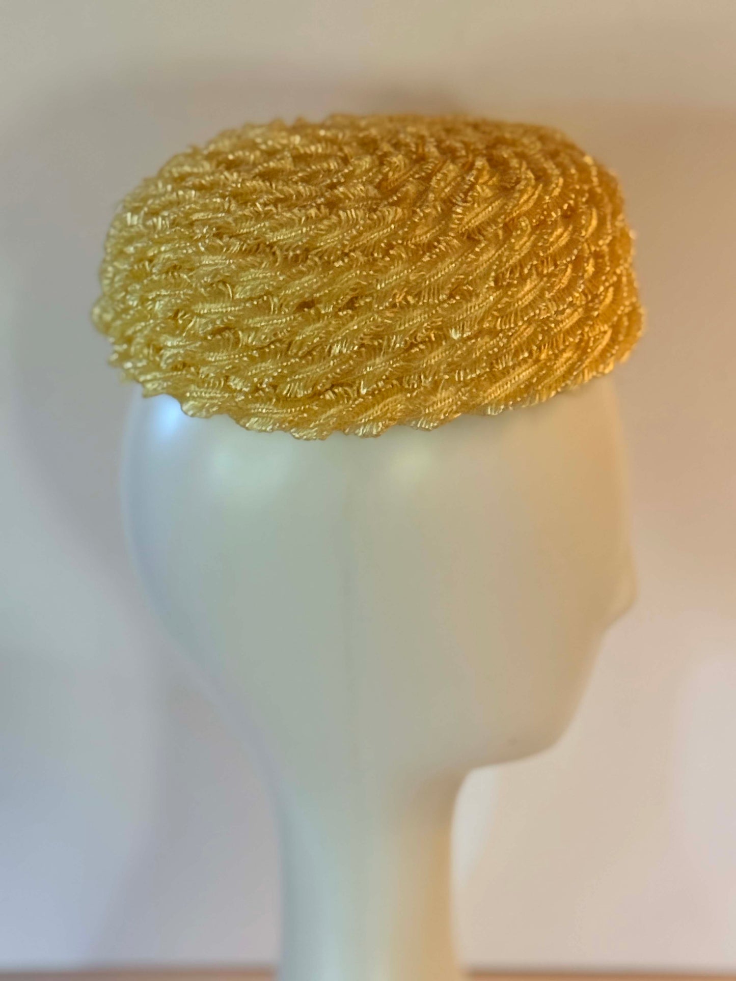 Vintage Yellow Play Topper Pillbox Hat | 1960s Textured Mod Fascinator | Retro Sunshine Cocktail Hat