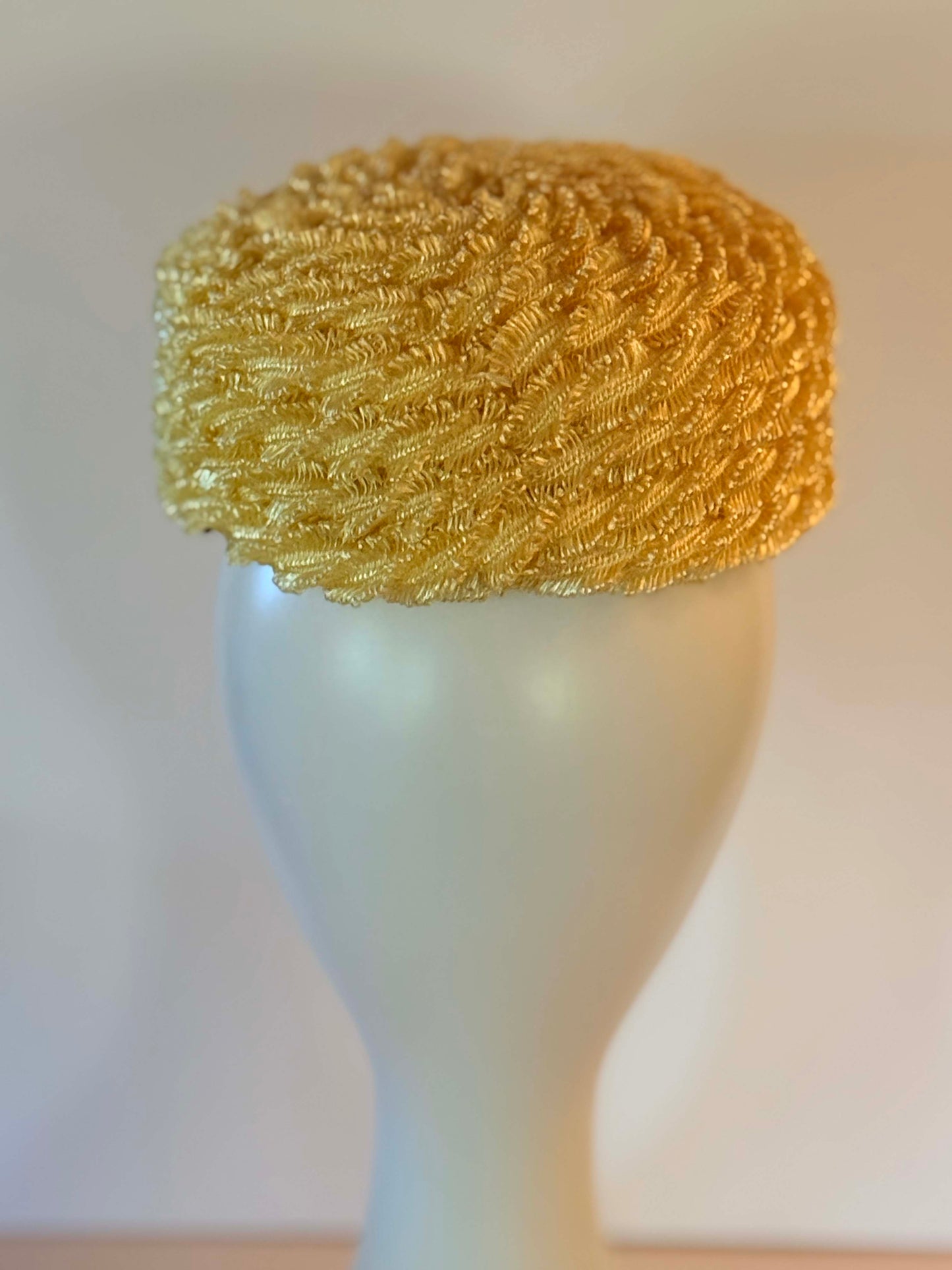 Vintage Yellow Play Topper Pillbox Hat | 1960s Textured Mod Fascinator | Retro Sunshine Cocktail Hat