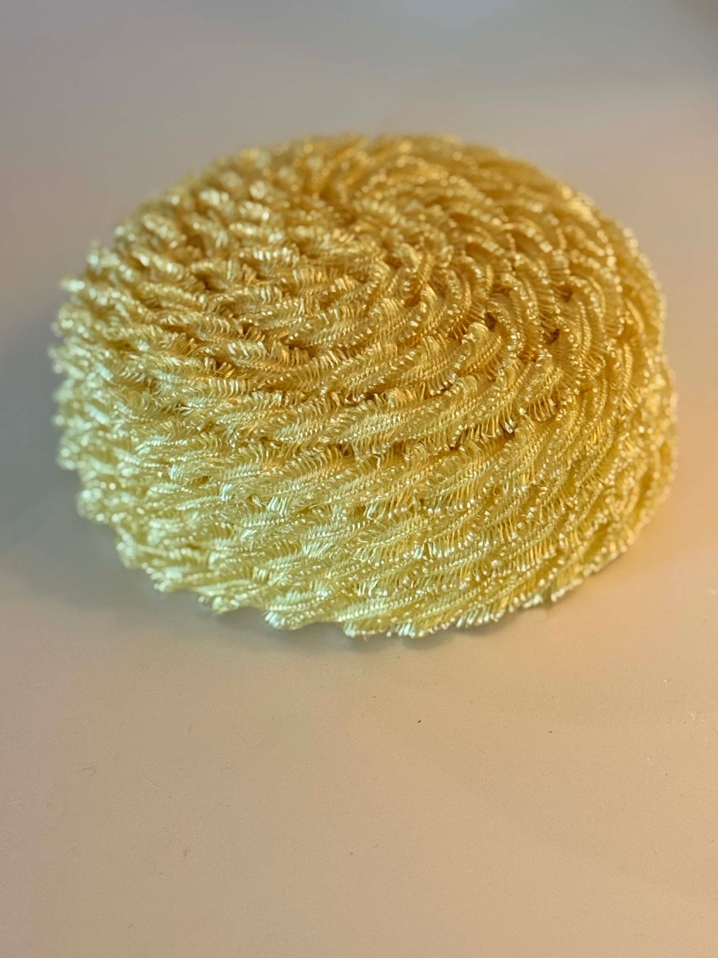 Vintage Yellow Play Topper Pillbox Hat | 1960s Textured Mod Fascinator | Retro Sunshine Cocktail Hat
