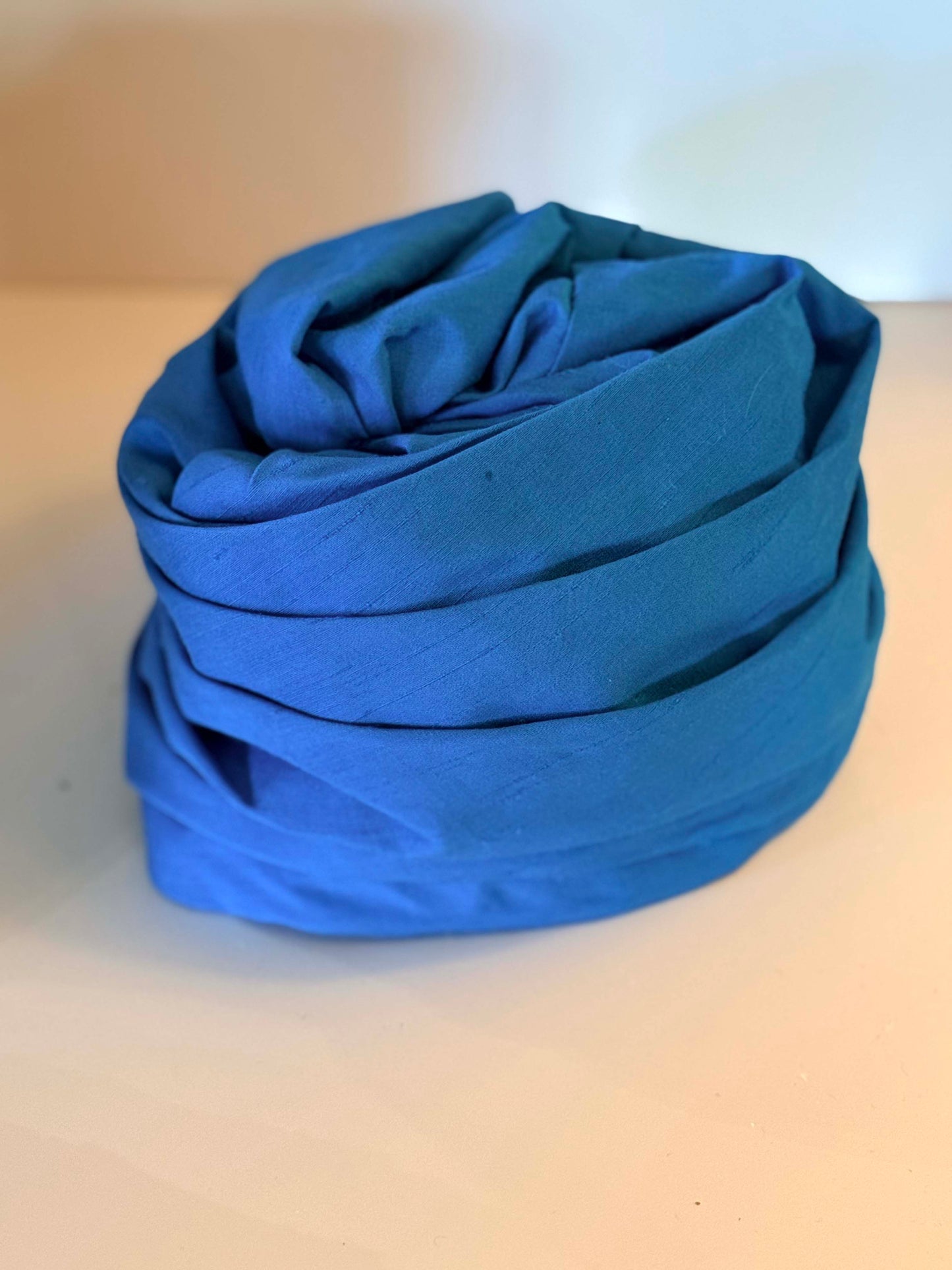 Vintage 1960s Sandra New York Blue Silk Turban Hat | Sapphire Blue Draped Cocktail Hat | Elegant Mod Evening Headpiece