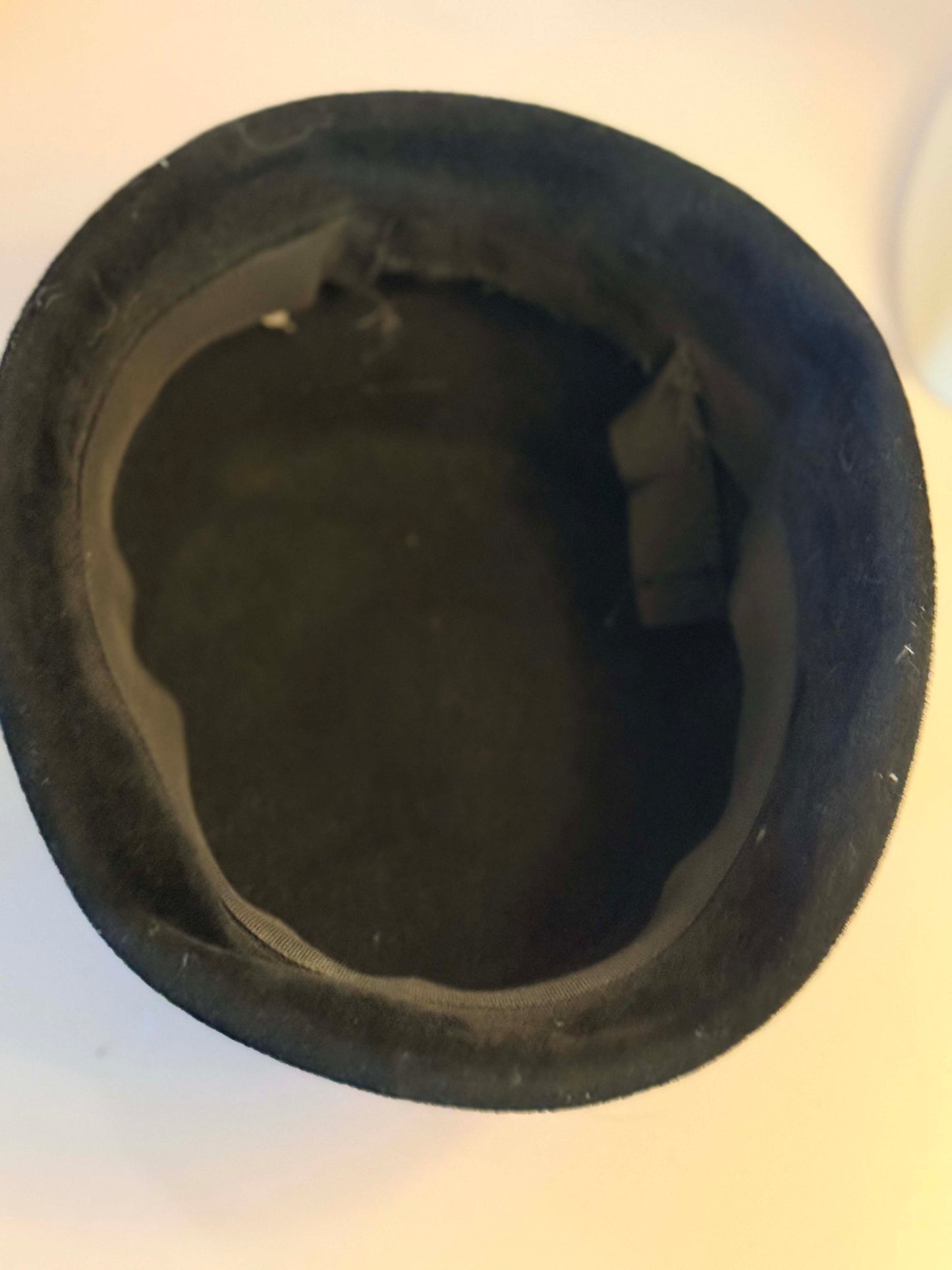 Vintage Black Velvet Cloche Hat | Art Deco Satin Band Cocktail Hat | 1930s Inspired Rhinestone Accent Millinery