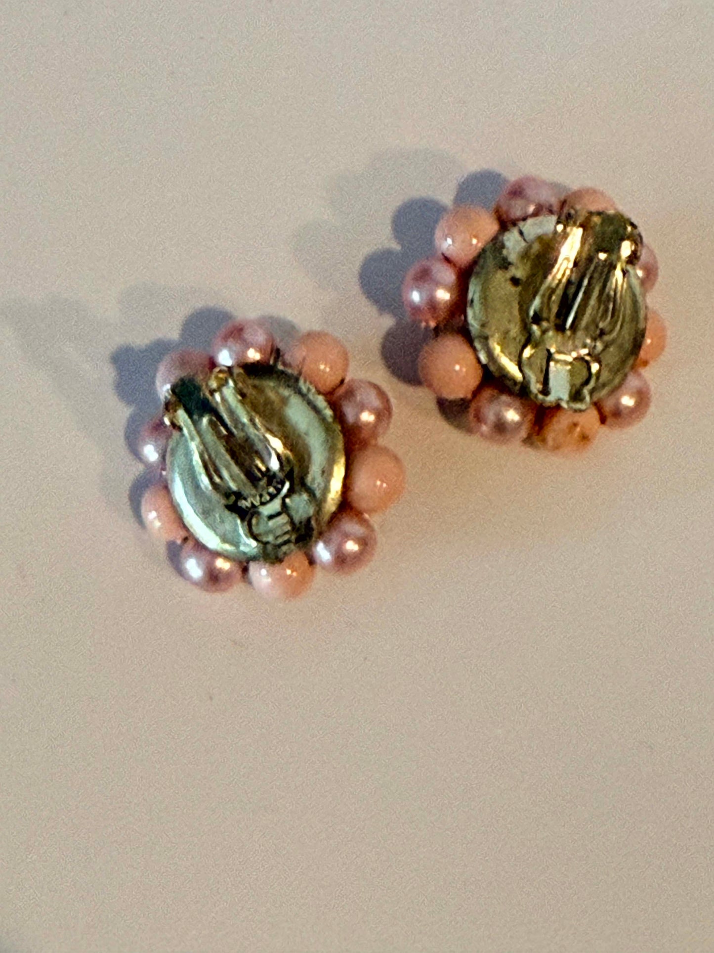 Vintage Pink Multi Strand Beaded Necklace Set, Pink Pearl Necklace and Earrings, 1950s Statement Jewelry, Mid Century Costume Jewelry Set