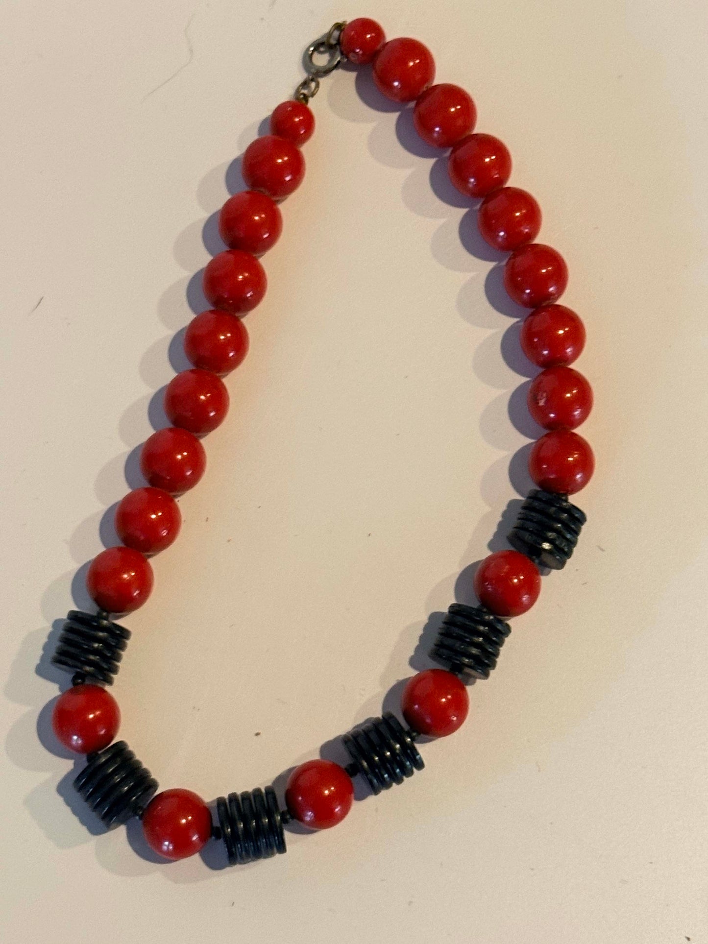 Vintage Red Beaded Necklace Collection | Set of 3 Retro Lucite Necklaces | Mid Century Statement Jewelry Lot