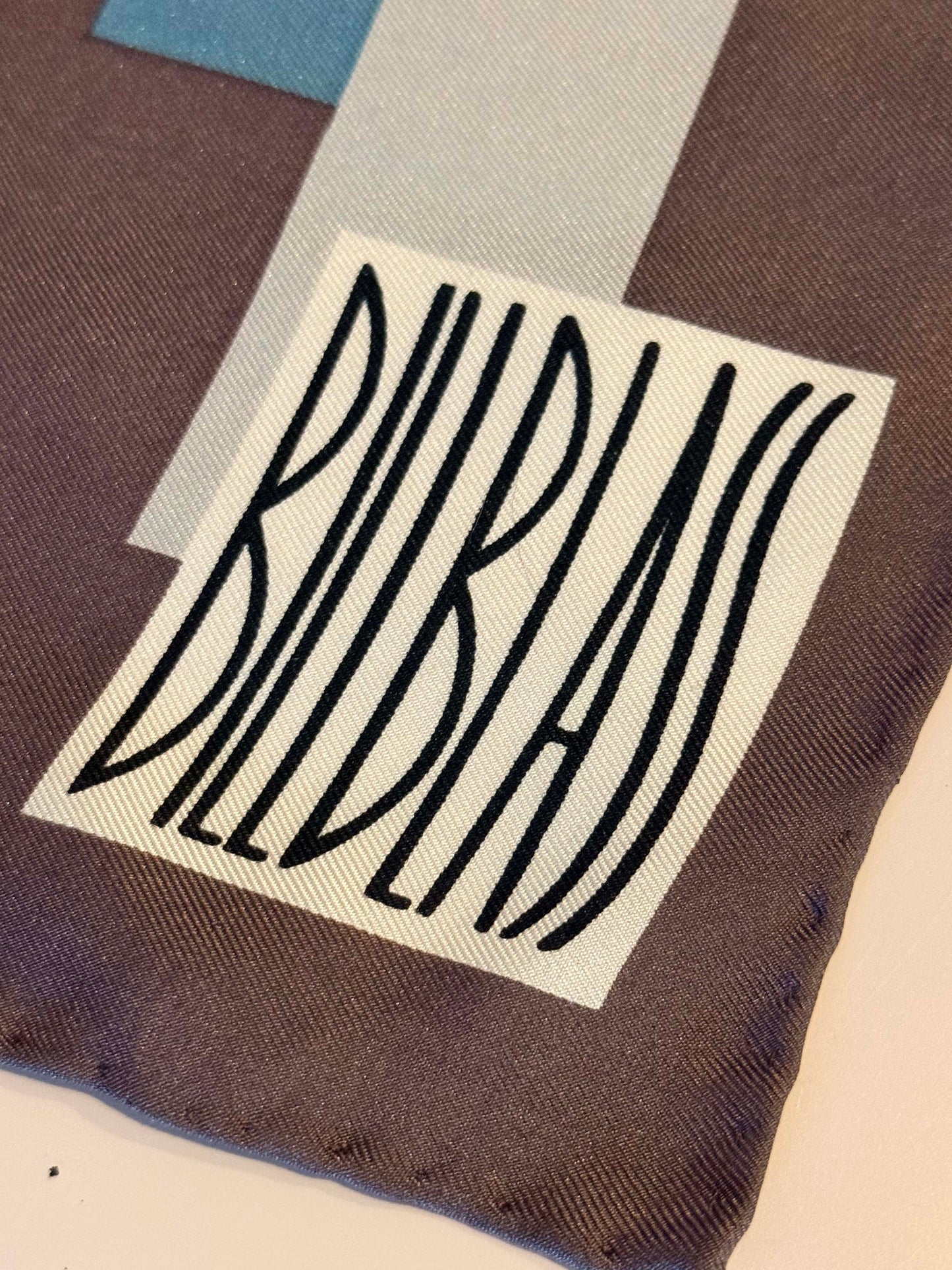 Vintage Bill Blass Silk Scarf | Designer Silk Head Scarf | Geometric Stripe Silk Square | Retro Fashion Accessory