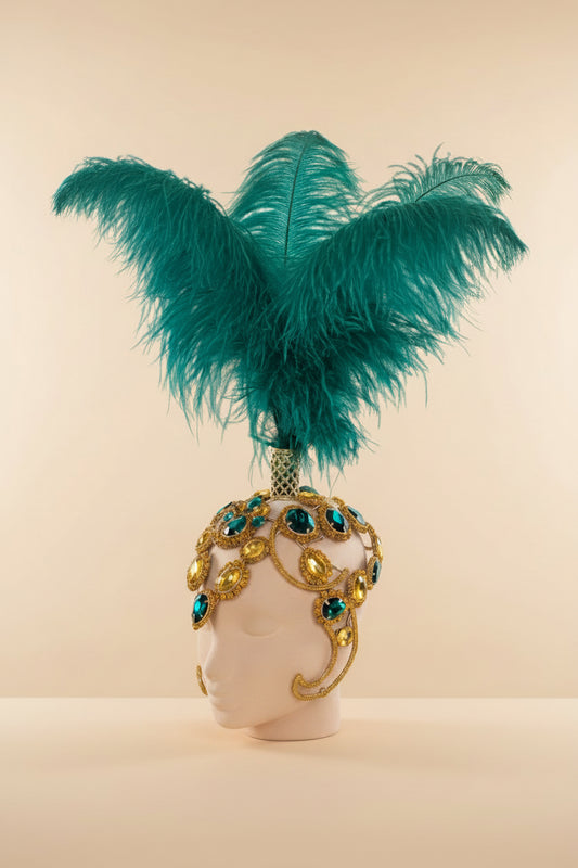 Showgirl Rhinestone Feather Headdress