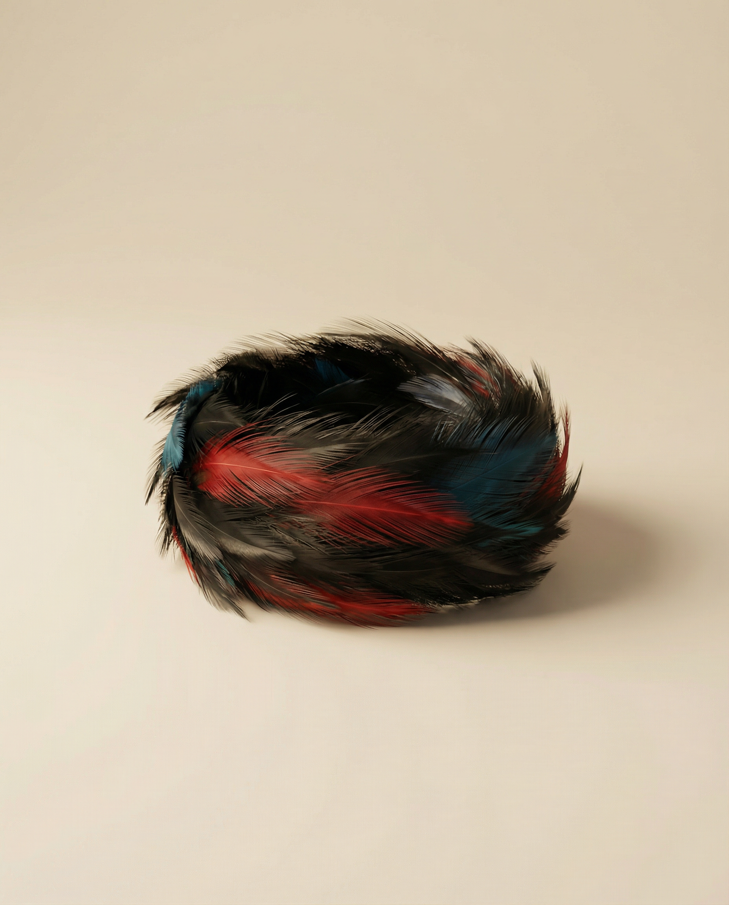 Vintage Starlet Feather Fascinator | 1940s–1950s Black, Red & Aqua Old Hollywood Hat