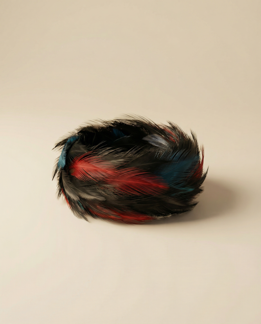 Vintage Starlet Feather Fascinator | 1940s–1950s Black, Red & Aqua Old Hollywood Hat