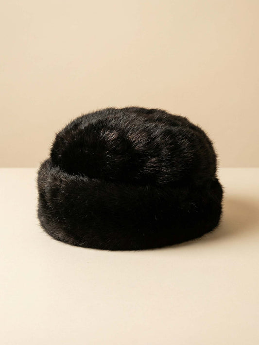 1940s–1960s Vintage Black Fur Hat | Classic Mid-Century Winter Elegance