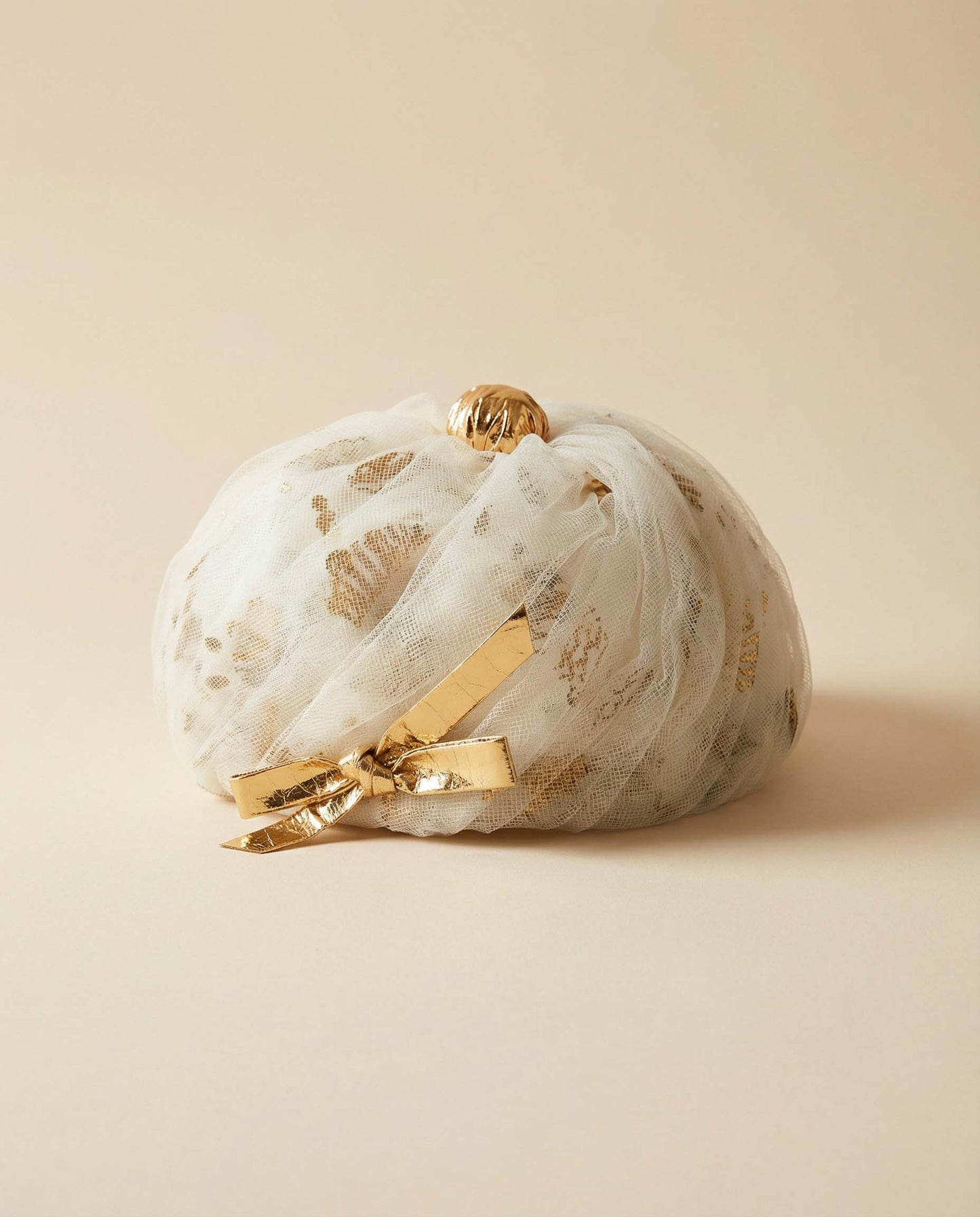 1960s White Tulle & Gold Cocktail Hat | Vintage Mid-Century Elegant French Evening Hat