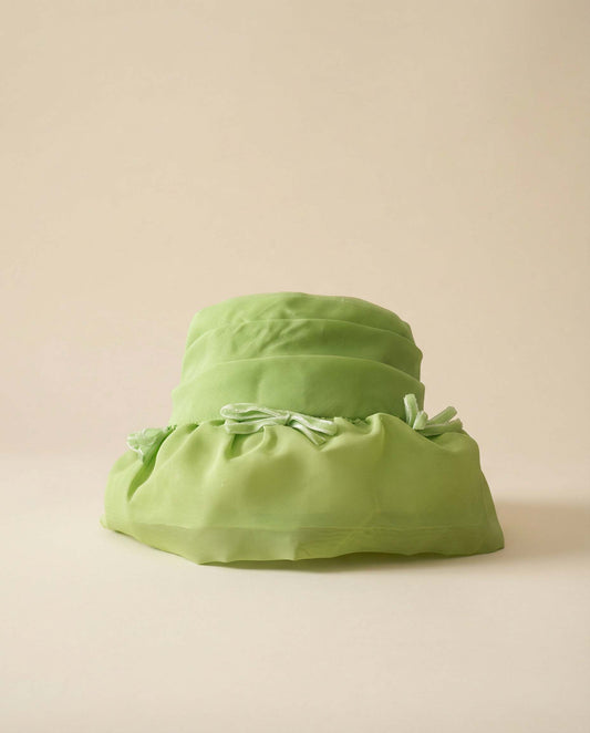 1960s Mint Lime Green Chiffon Hat – Vintage Sheer Mid Century Dress Hat