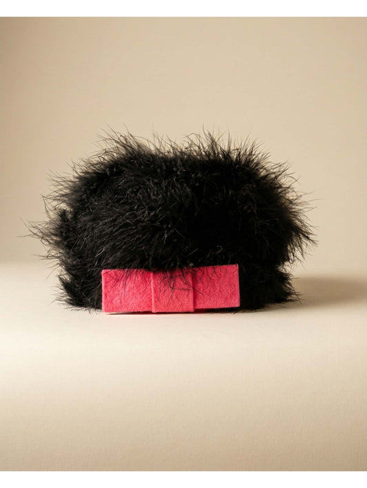 Vintage 1960s Ostrich Feather Hat – Black Feather & Pink Felt Oversized Statement Hat