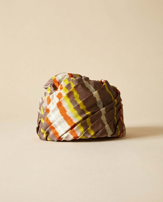 Vintage Hattie Carnegie Silk Turban Hat 1960s Striped Draped Designer Headpiece
