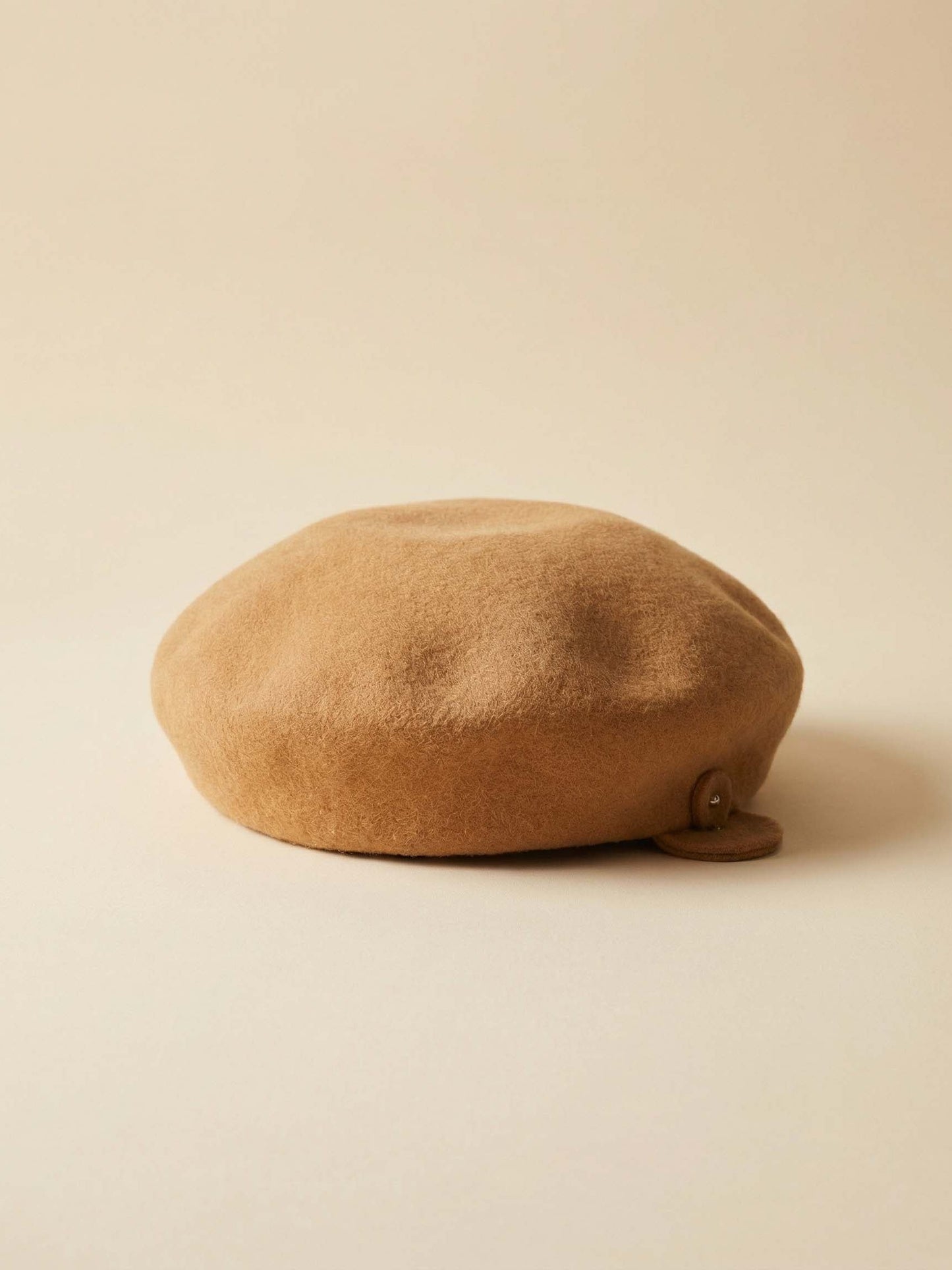 Vintage Rothschilds Camel Wool Felt Beret with Rhinestone – Classic French Style Velour Hat