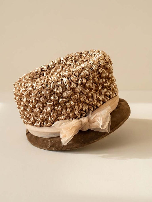 Vintage 1960s Textured Straw Hat – Bridgerton Romance Meets Mod Garden Party Chic