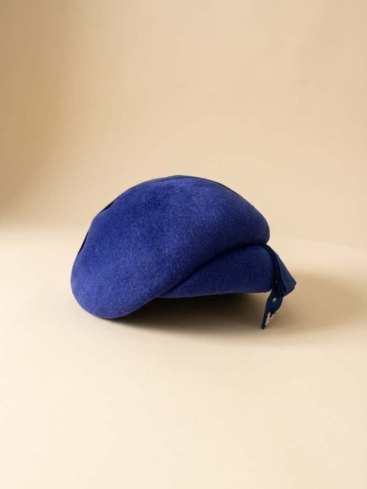 Vintage Glenover by Henry Pollak Cobalt Blue Felt Tilt Hat – 1950s Sculpted Wool Cocktail Hat