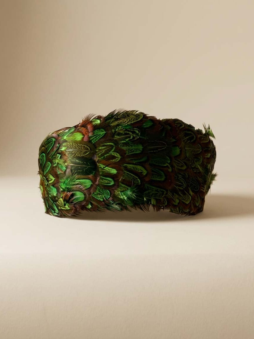 Vintage 1950s Green Pheasant Feather Hat – Mid Century Feather Pillbox Hat