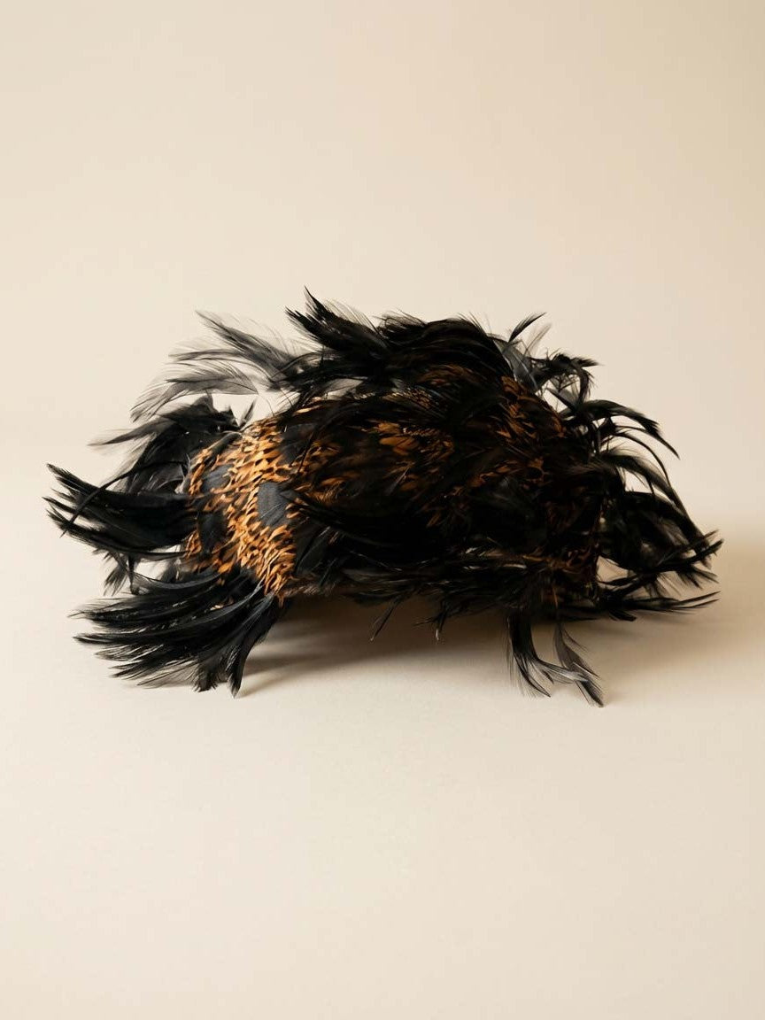 Vintage Mr. John Classic Feather Statement Hat – New York Paris Black & Pheasant Feather Designer Hat