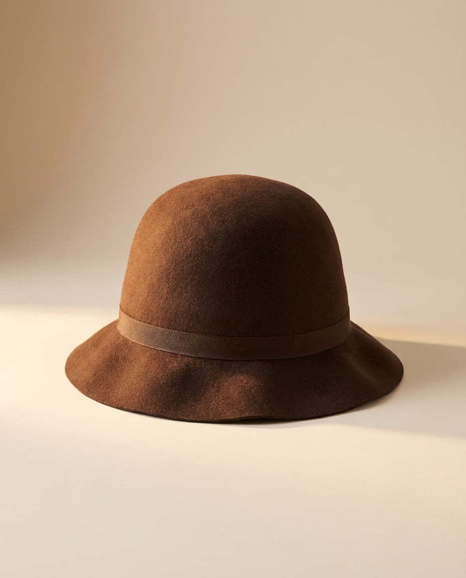 Vintage Borsalino Brown Felt Cloche Hat with Original Hat Box – Classic Italian Designer Millinery