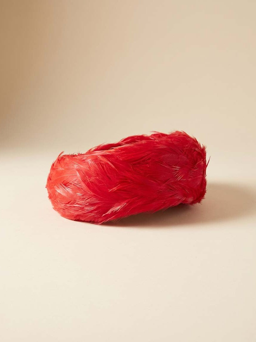 Vintage 1960s Bright Red Feather Hat – Eurona Belgium Feather Rockabilly Hat